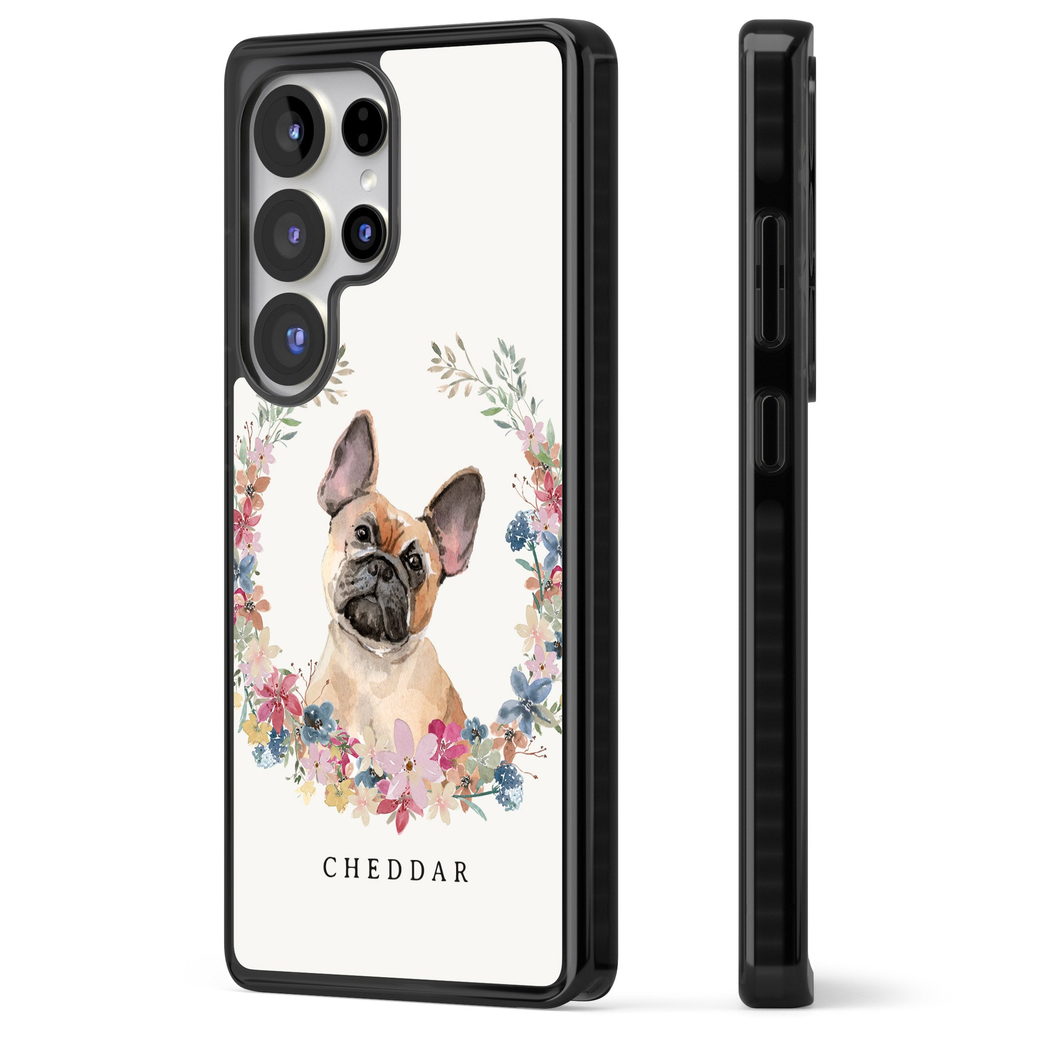 Personalised Tan French Bulldog Floral Portrait