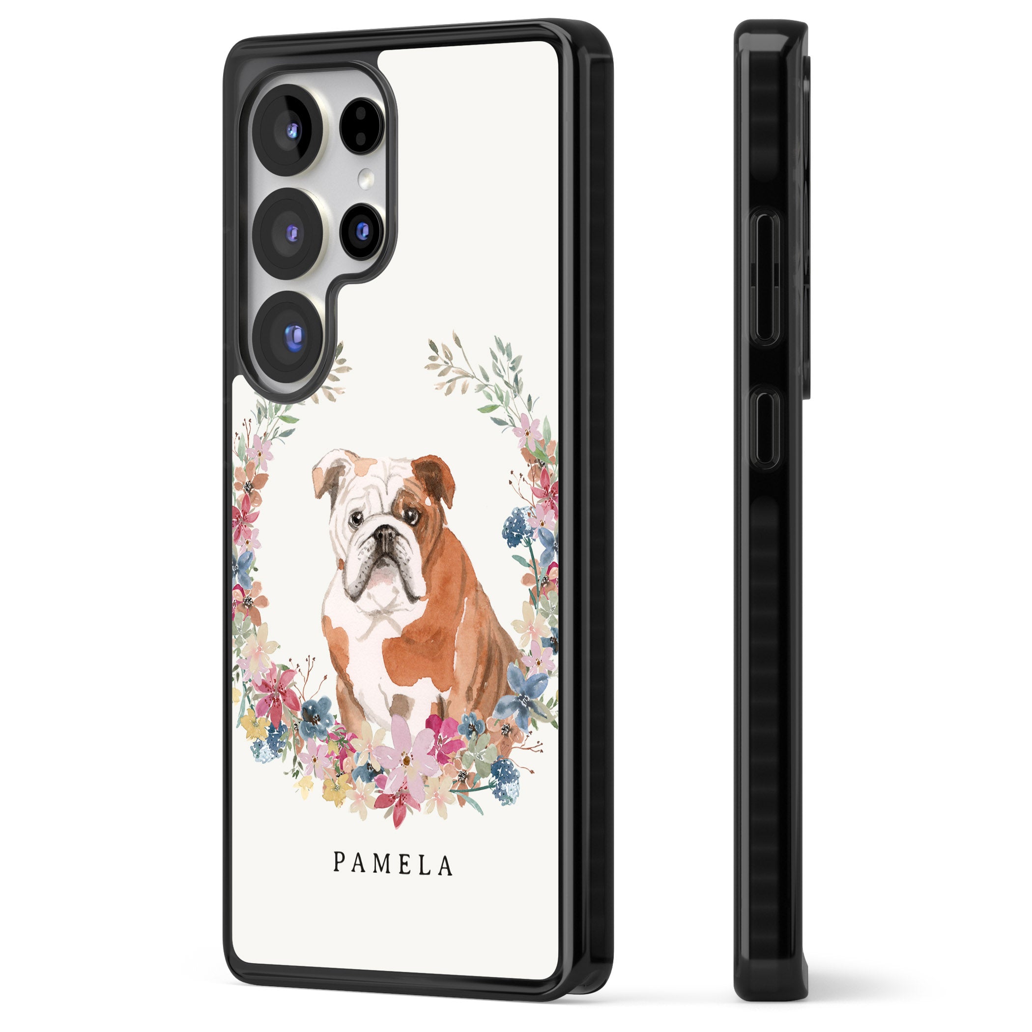 Personalised English Bulldog Floral Portrait