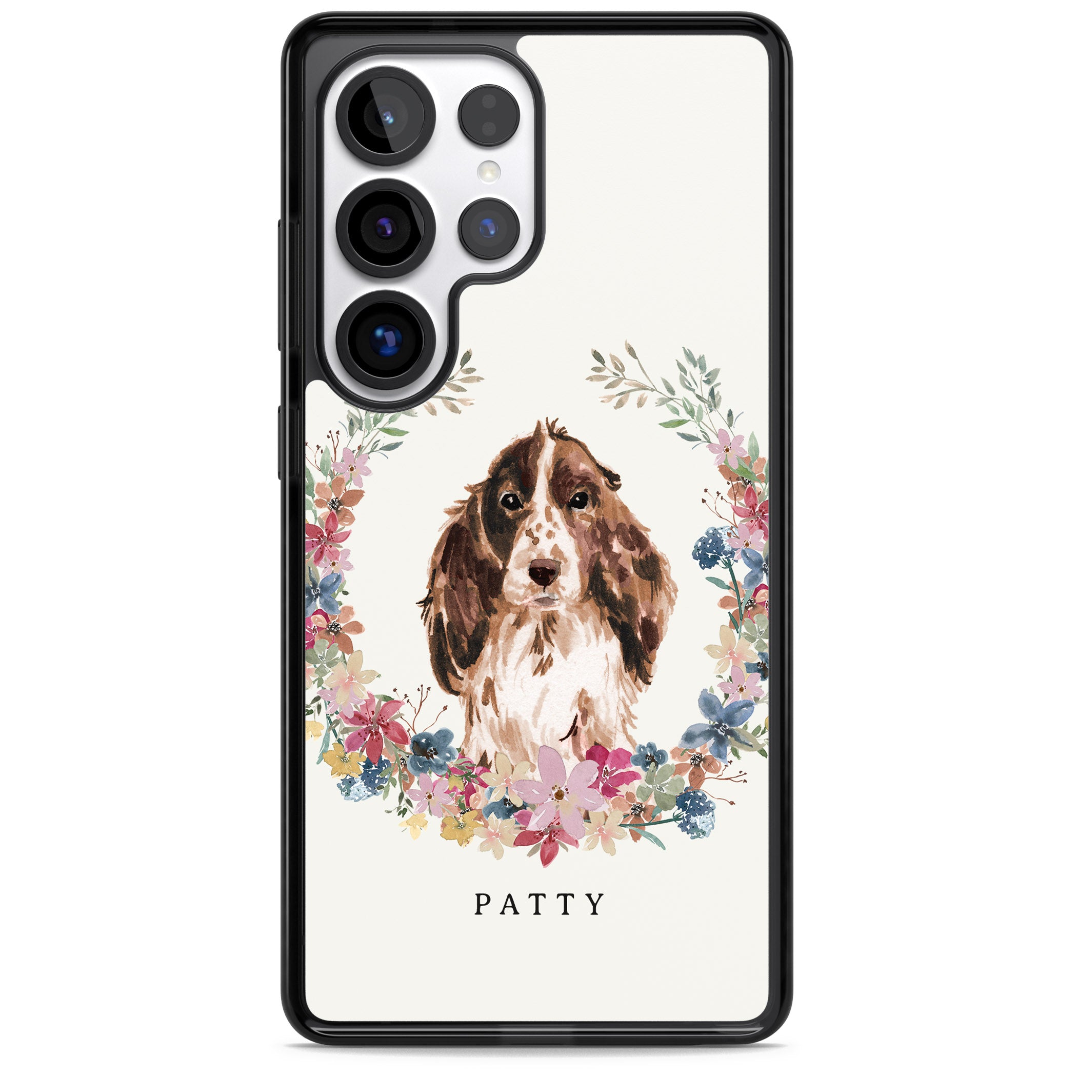 Personalised Cocker Spaniel Floral Portrait