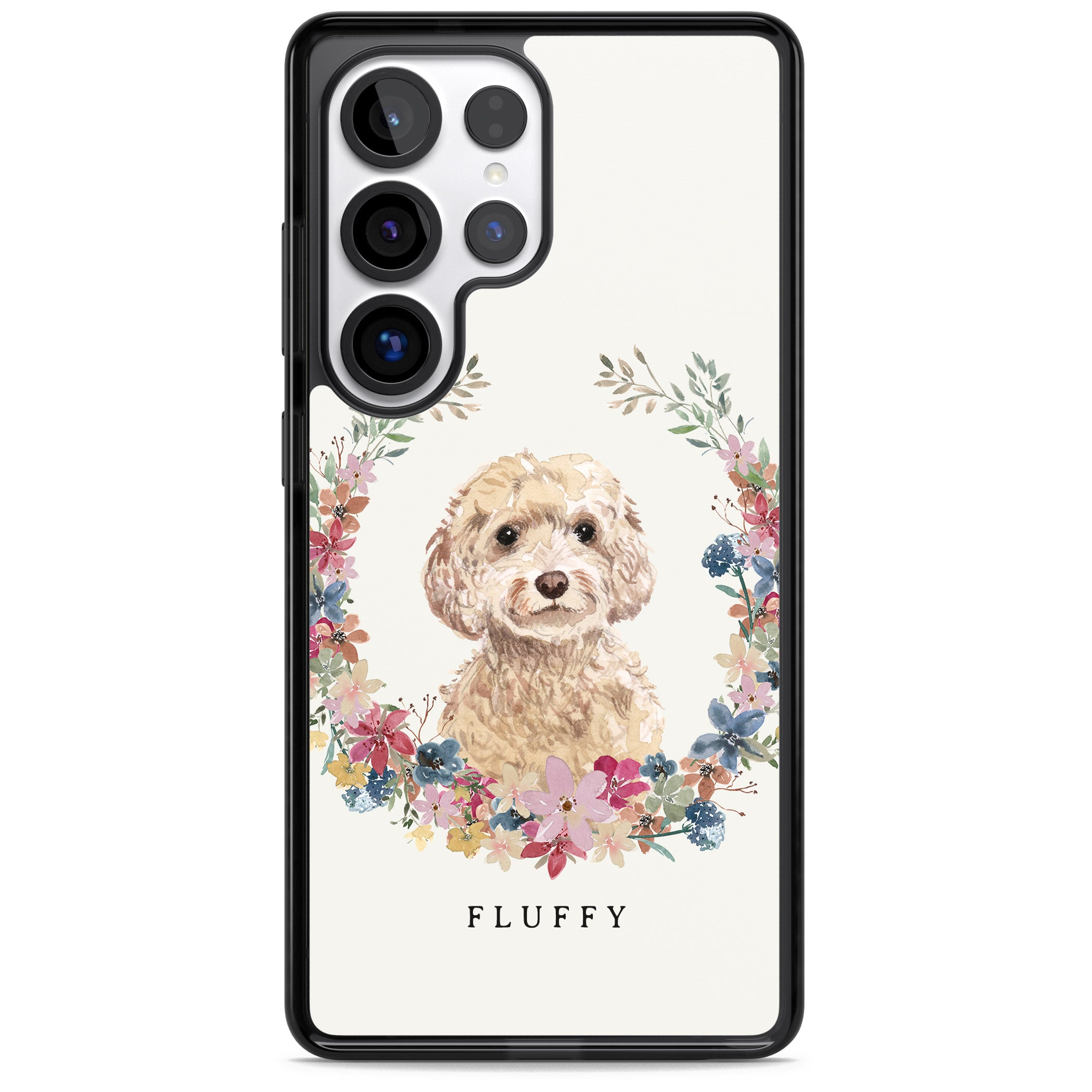 Personalised Champagne Cockapoo Floral Portrait