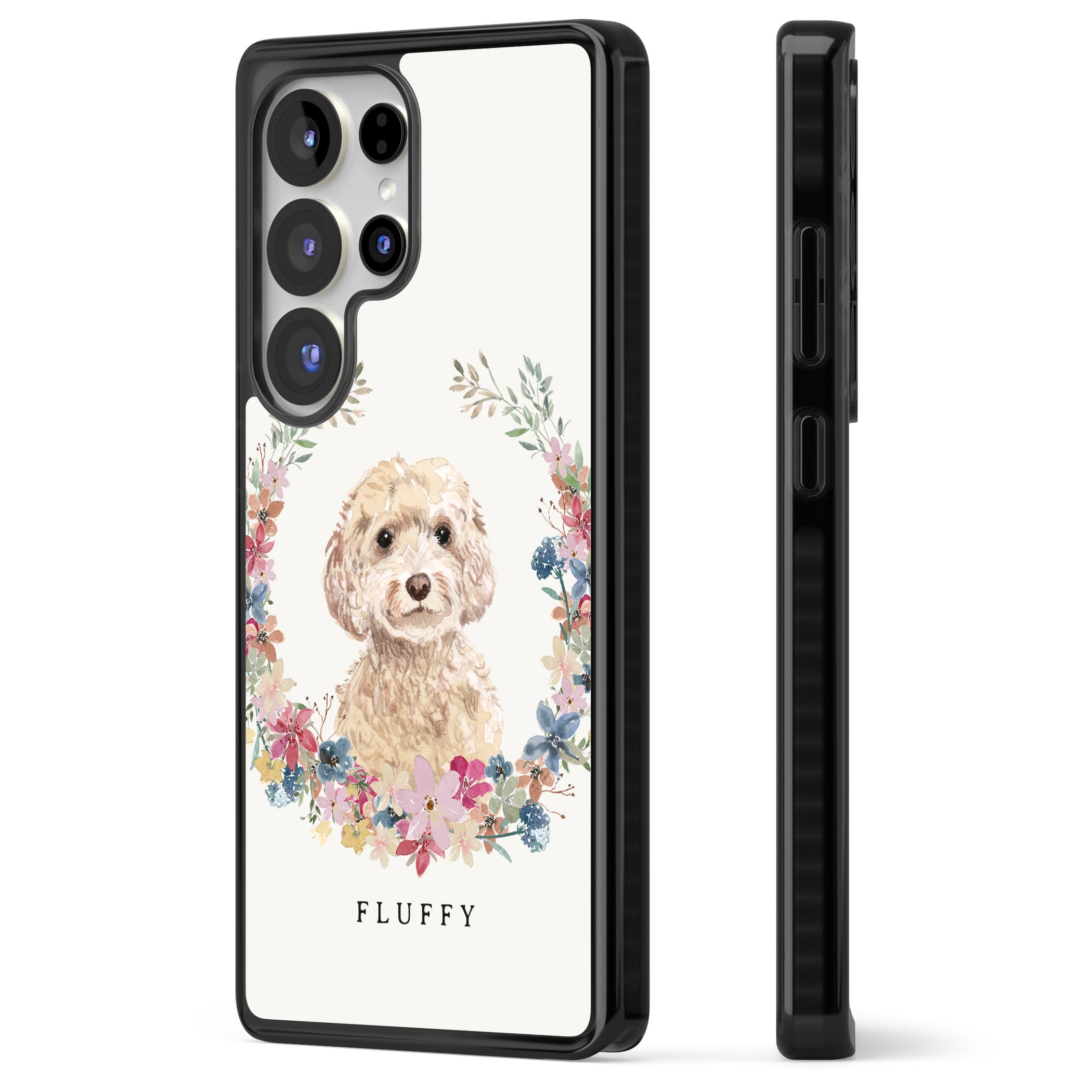 Personalised Champagne Cockapoo Floral Portrait