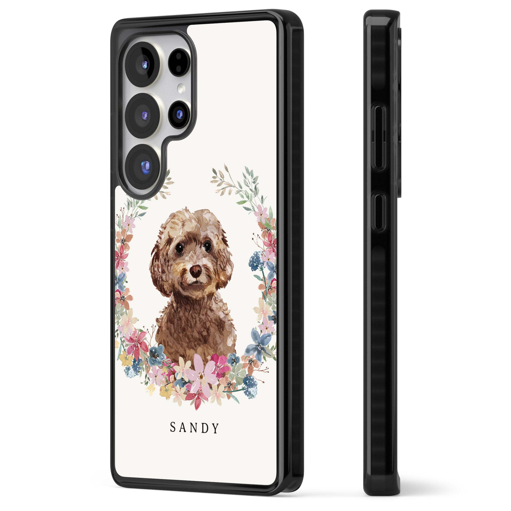 Personalised Brown Cockapoo Floral Portrait