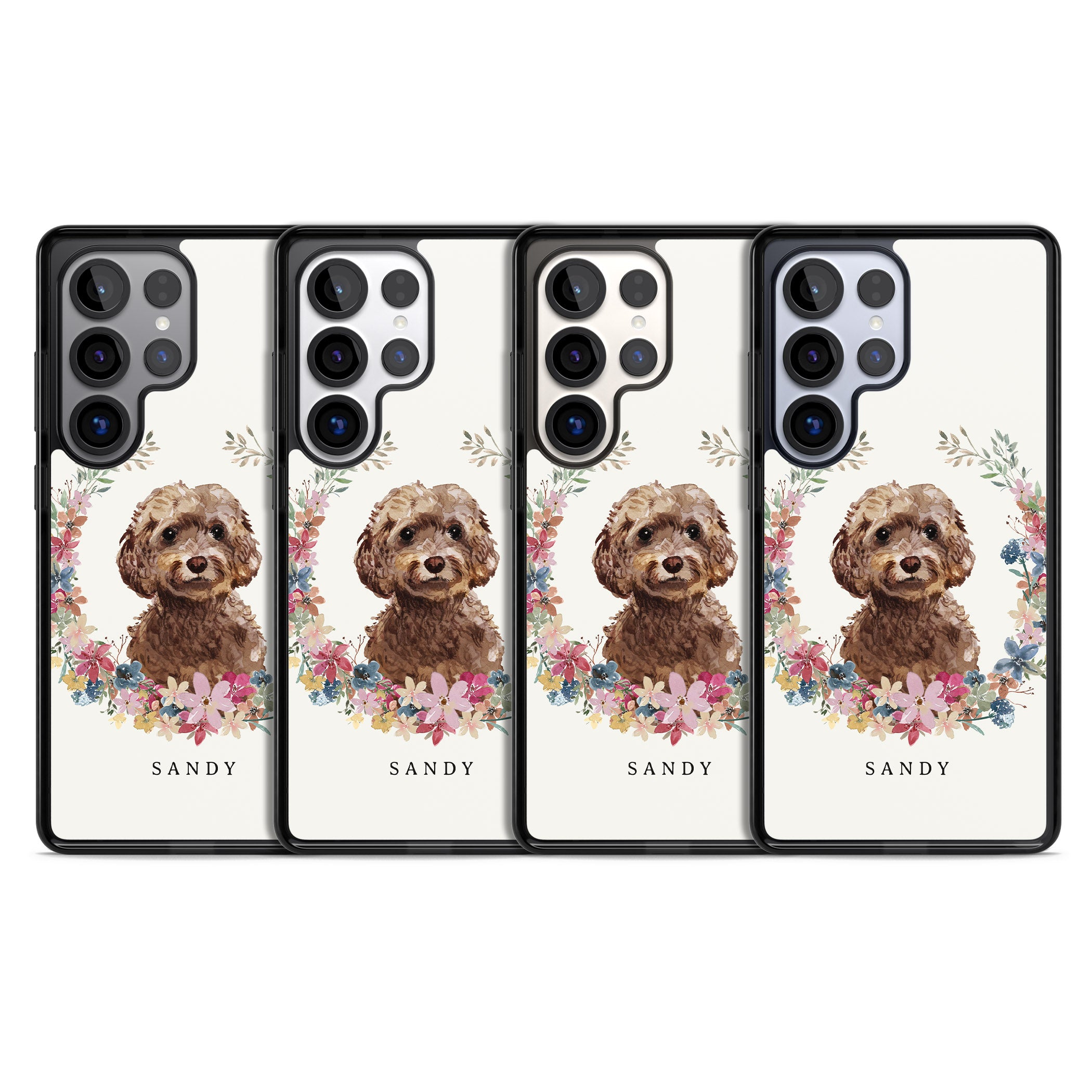 Personalised Brown Cockapoo Floral Portrait