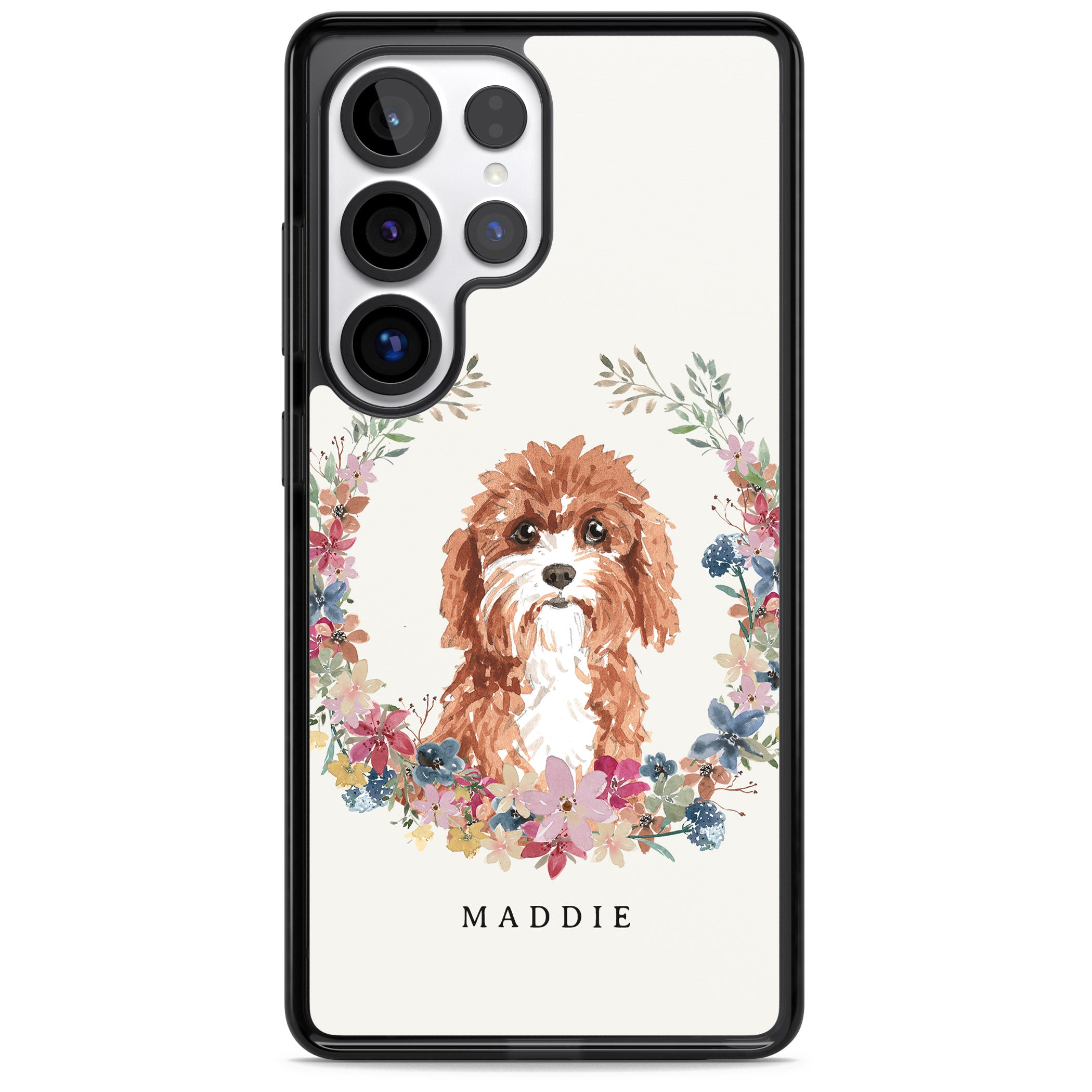 Personalised Cavapoo Floral Portrait