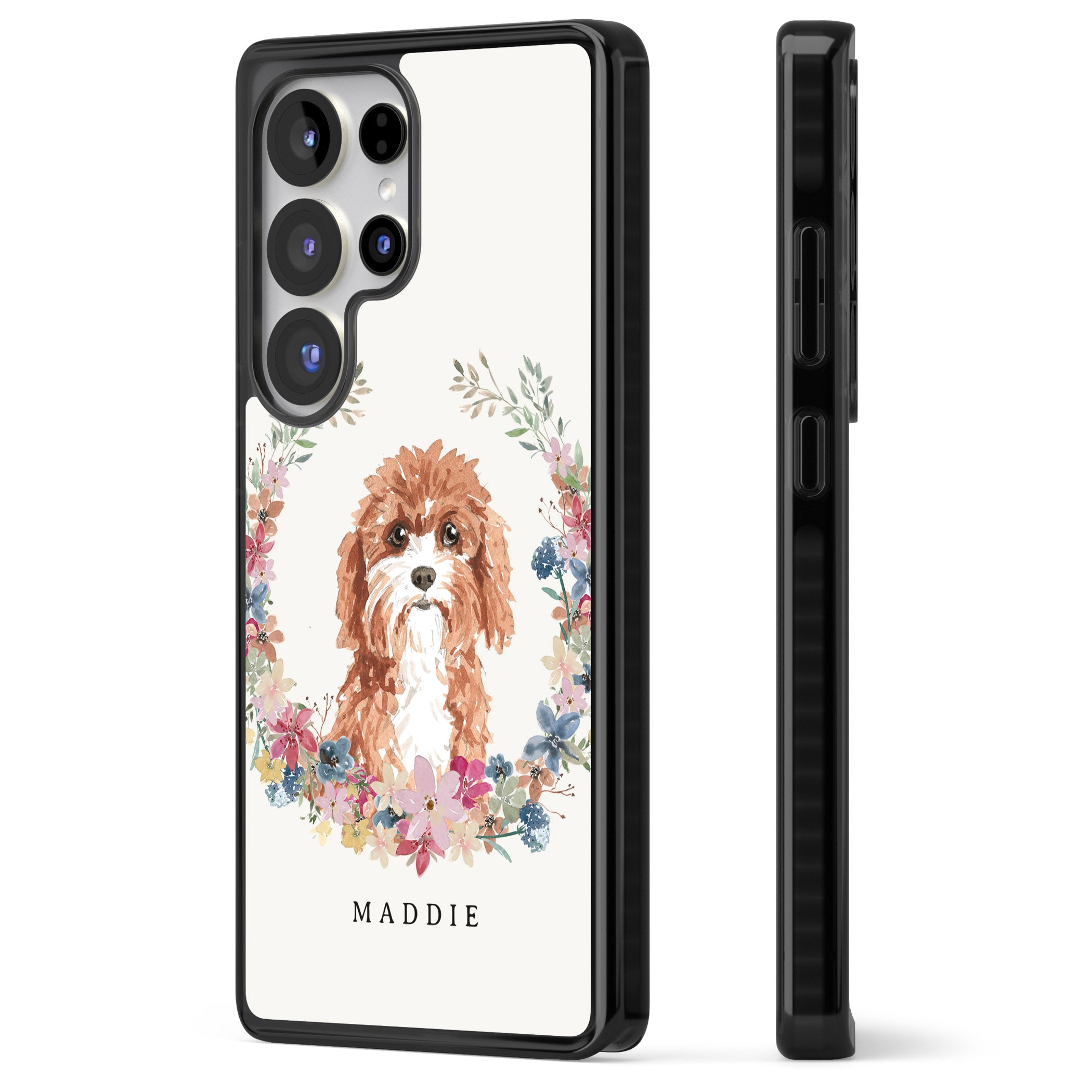 Personalised Cavapoo Floral Portrait