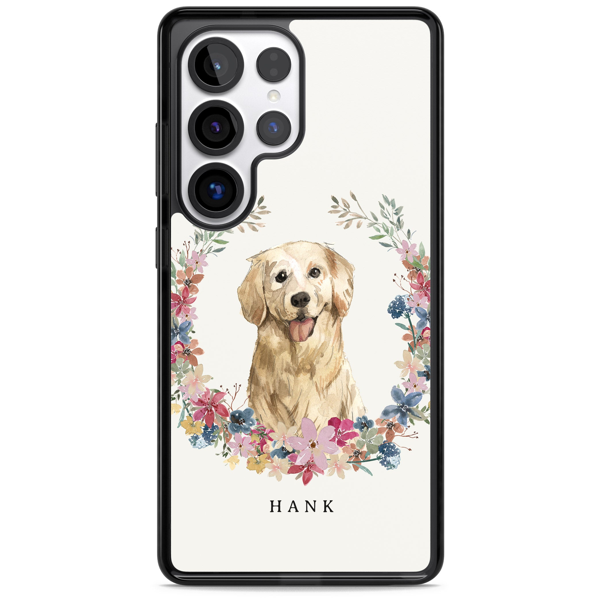 Personalised Golden Retriever Floral Portrait