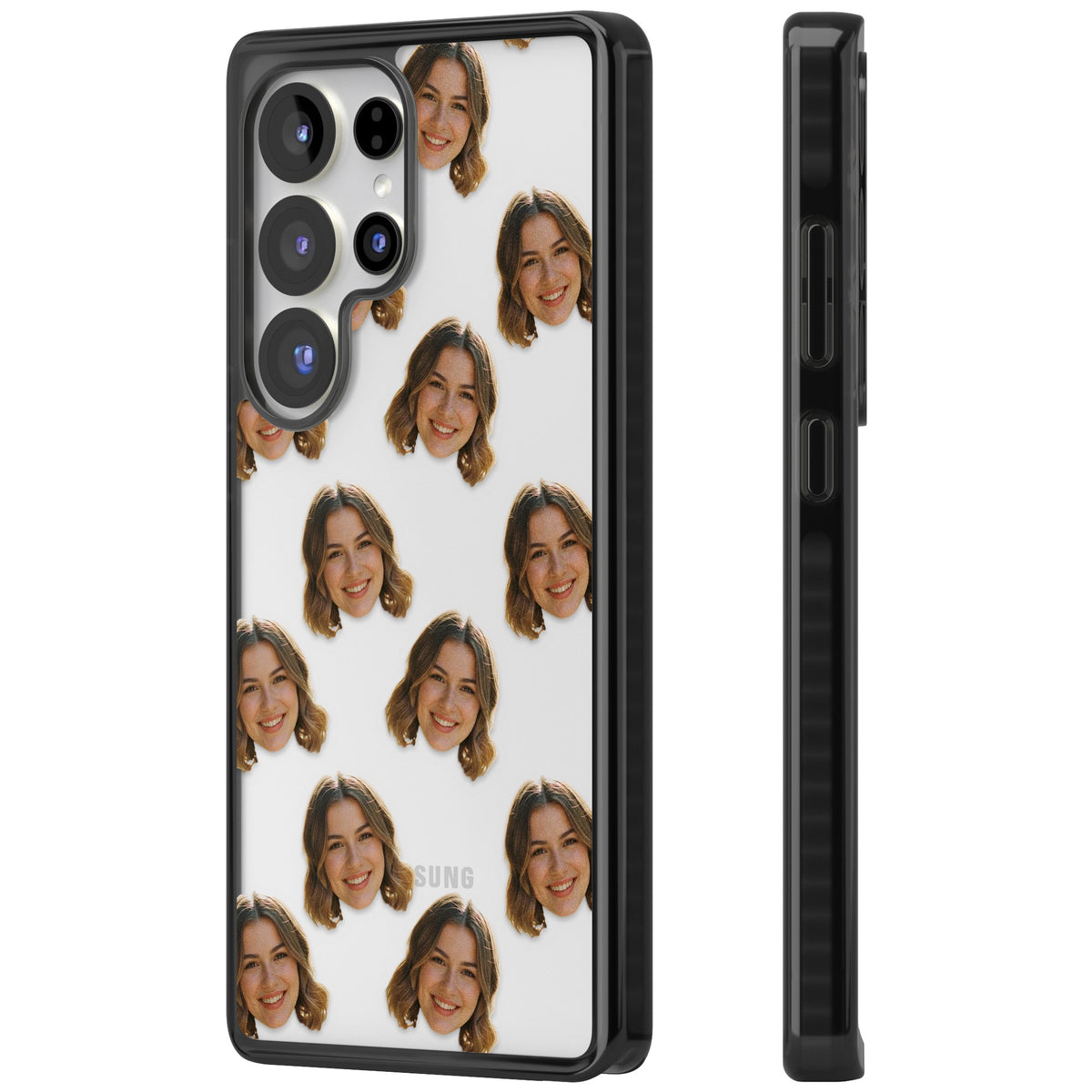 Falling Faces Pattern Samsung S25 Ultra / Samsung S26 Ultra Impact Black Phone Case side
