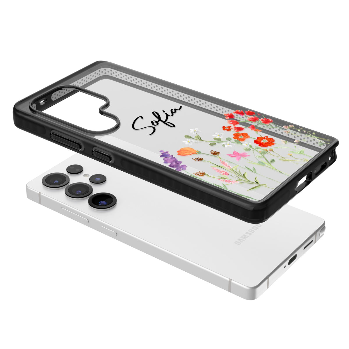 Personalised Spring Wildflowers Samsung S25 Ultra / Samsung S26 Ultra Impact Black Phone Case angled