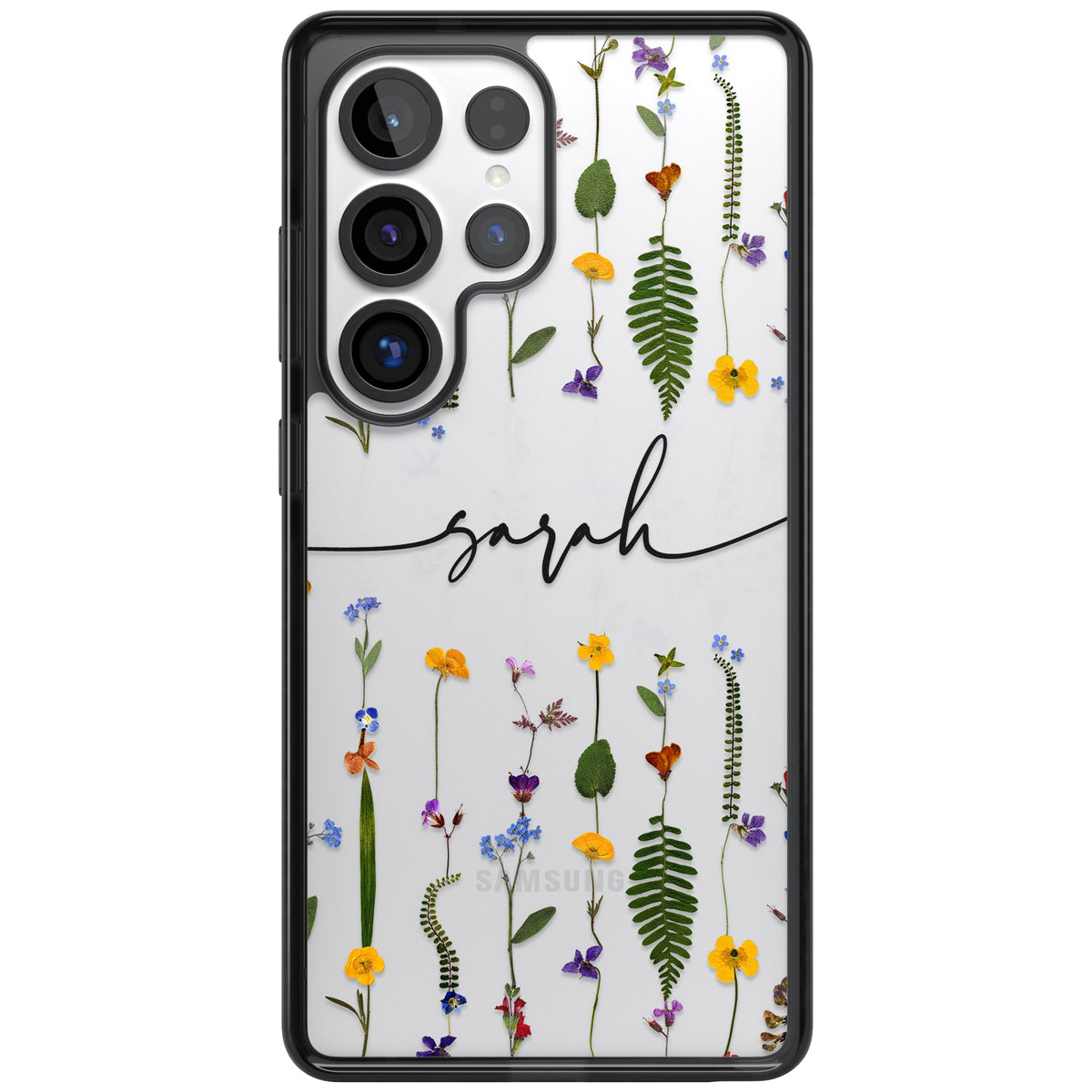 Personalised Wildflower Chain Samsung S25 Ultra / Samsung S26 Ultra Impact Black Phone Case front