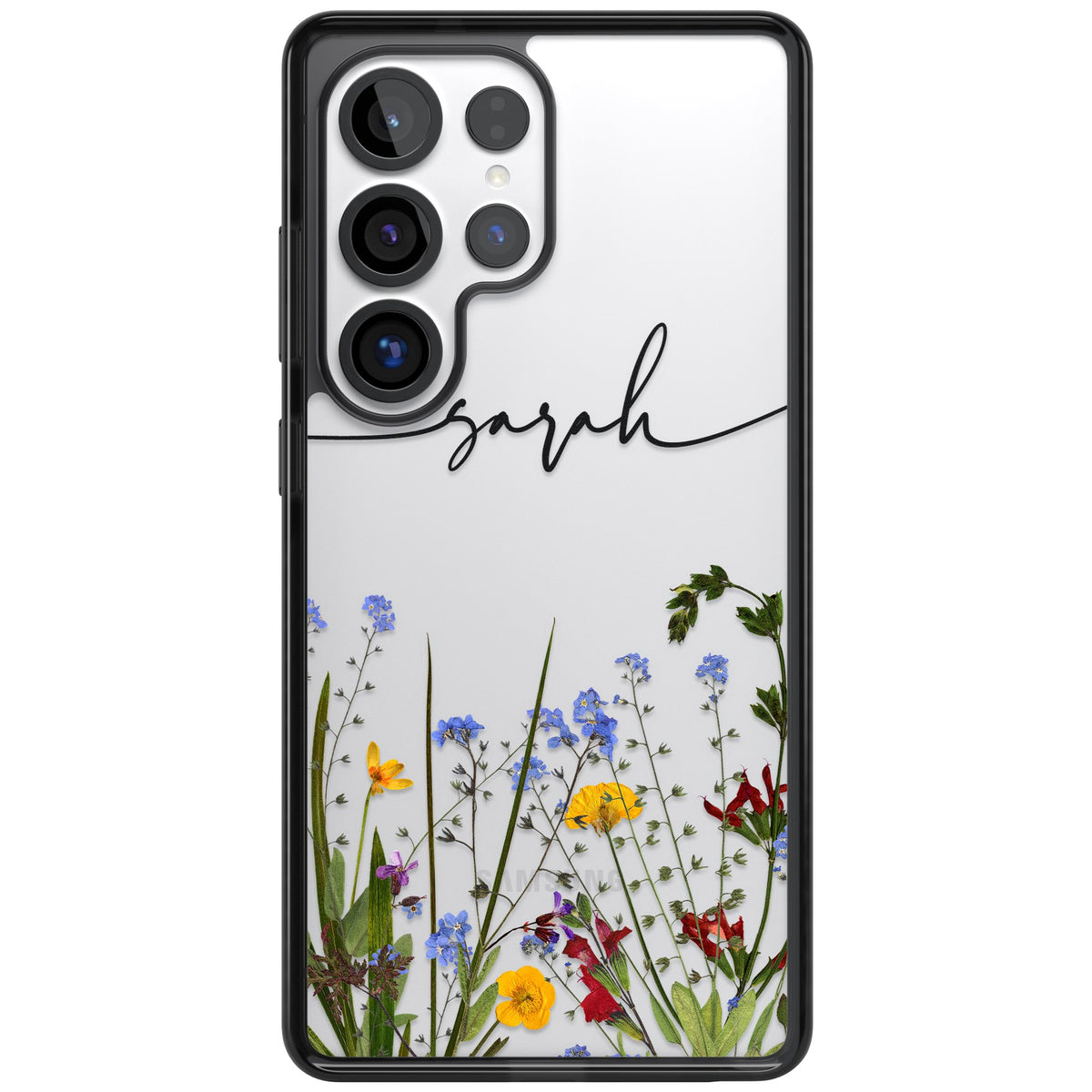 Personalised Wildflower Script Samsung S25 Ultra / Samsung S26 Ultra Impact Black Phone Case front