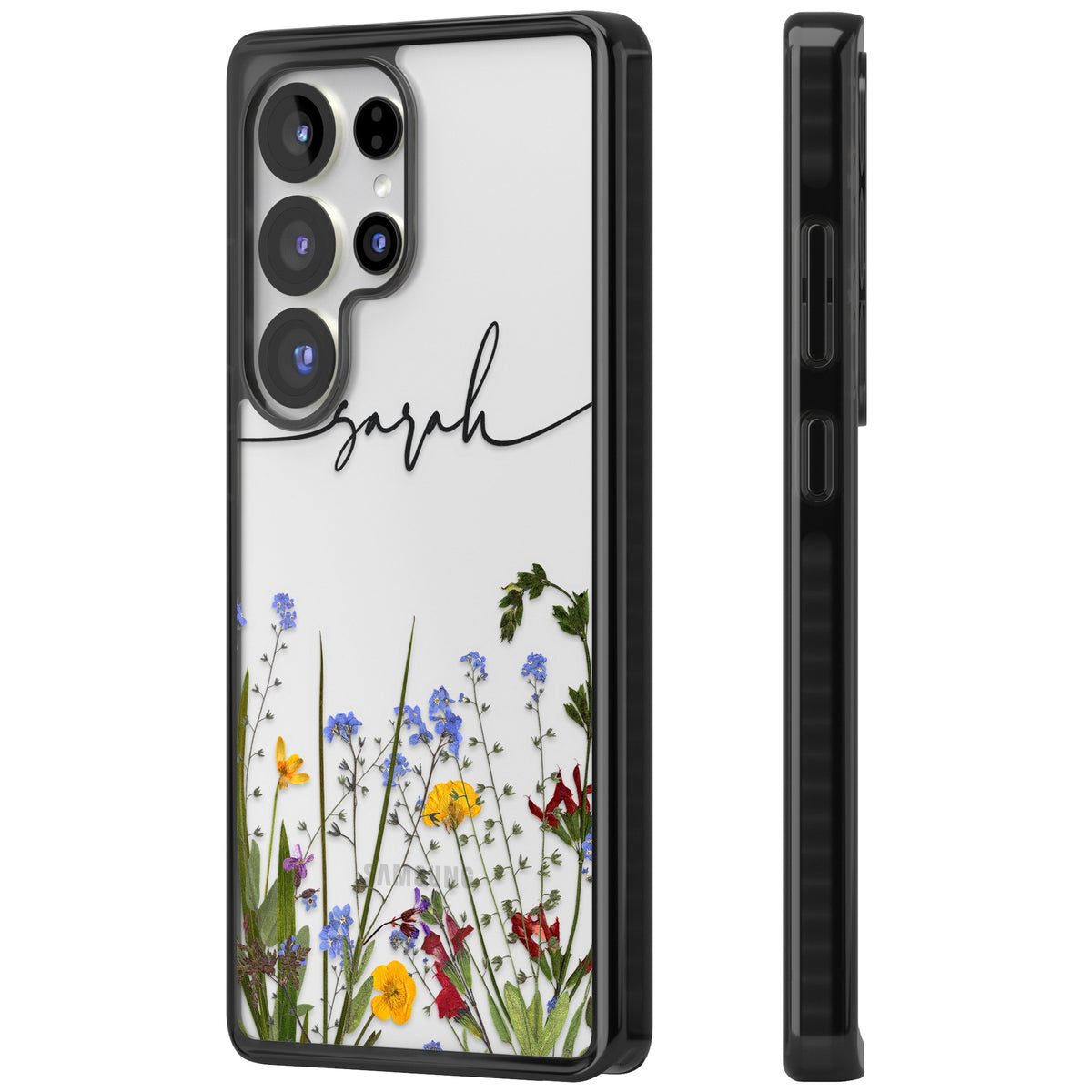 Personalised Wildflower Script Samsung S25 Ultra / Samsung S26 Ultra Impact Black Phone Case side