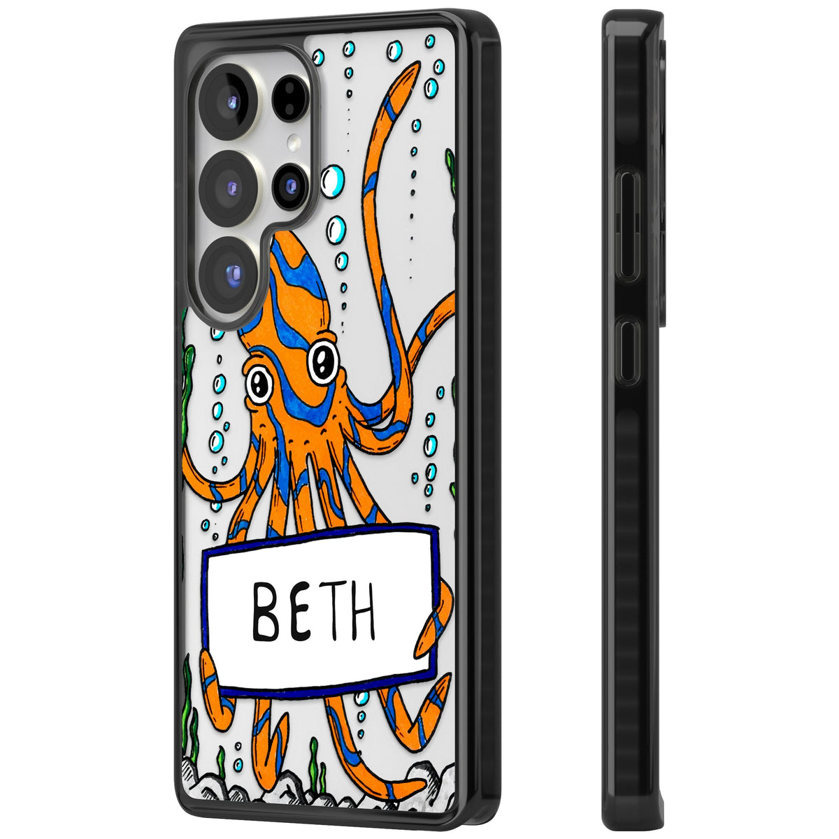 Personalised Octo Samsung S25 Ultra / Samsung S26 Ultra Impact Black Phone Case side