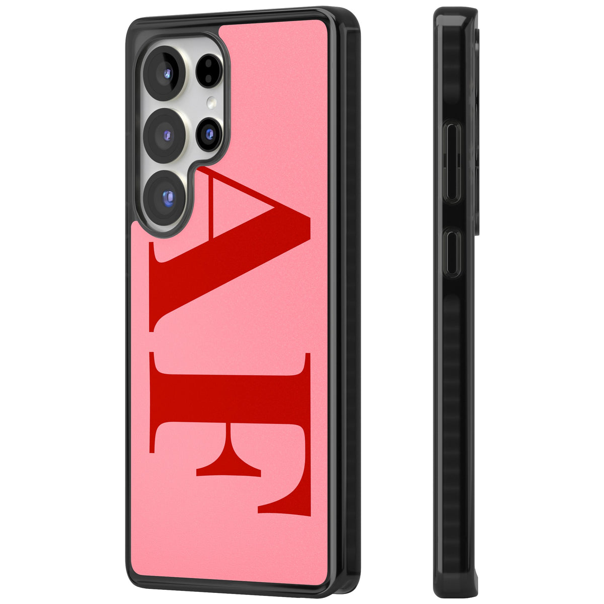 Personalised Red & Pink Letters Samsung S25 Ultra / Samsung S26 Ultra Impact Black Phone Case side