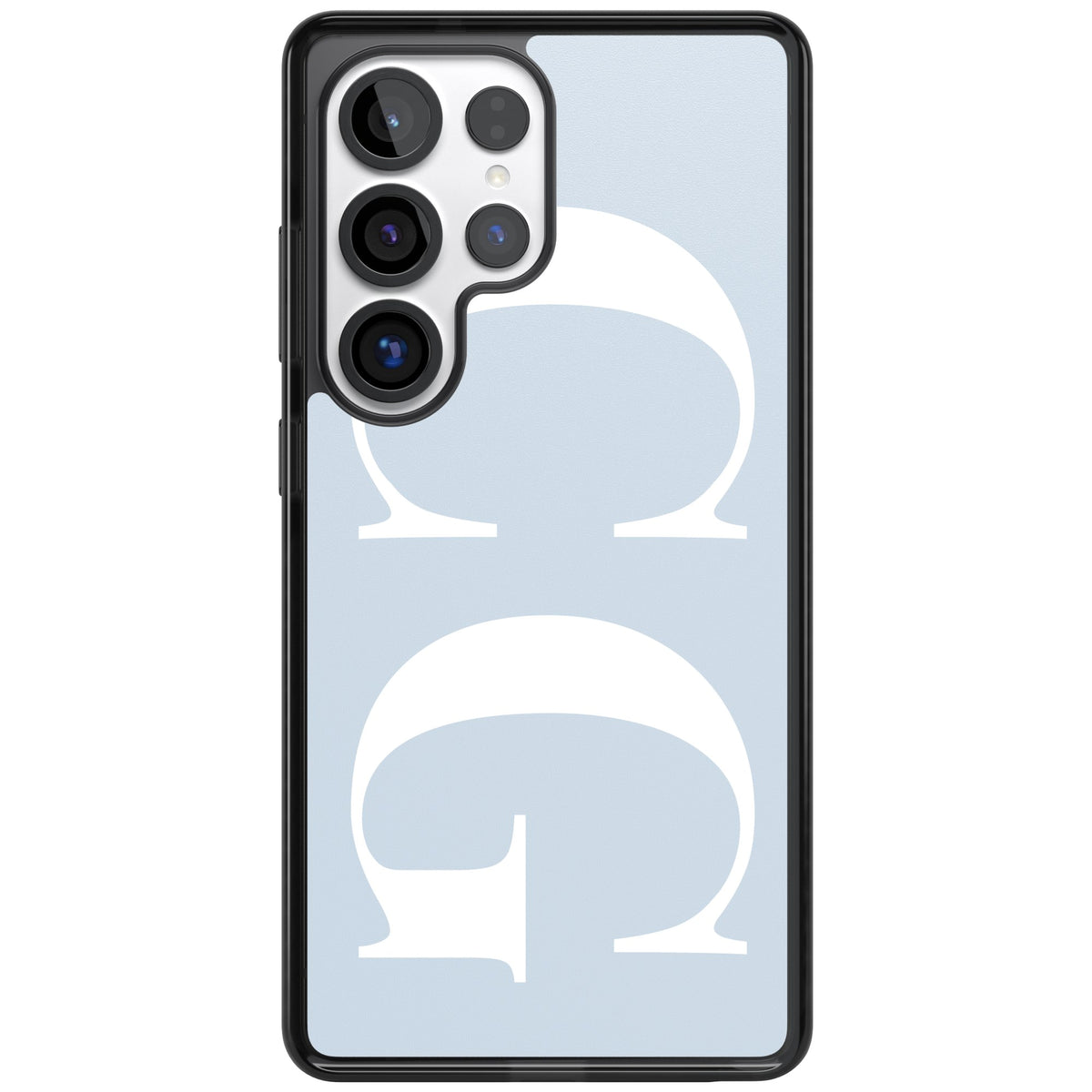 Personalised White & Blue Letters Samsung S25 Ultra / Samsung S26 Ultra Impact Black Phone Case front