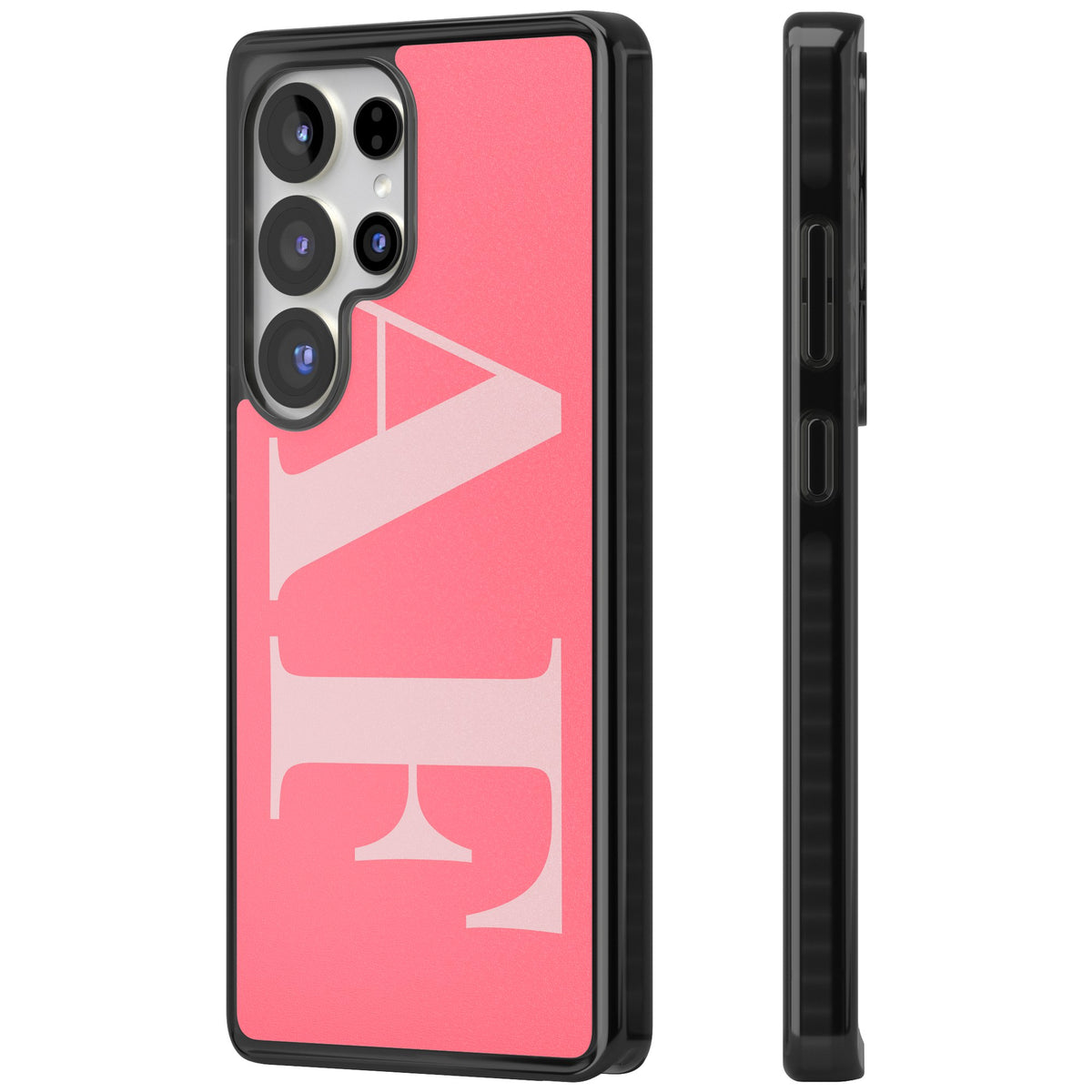 Personalised Light & Dark Pink Letters Samsung S25 Ultra / Samsung S26 Ultra Impact Black Phone Case side