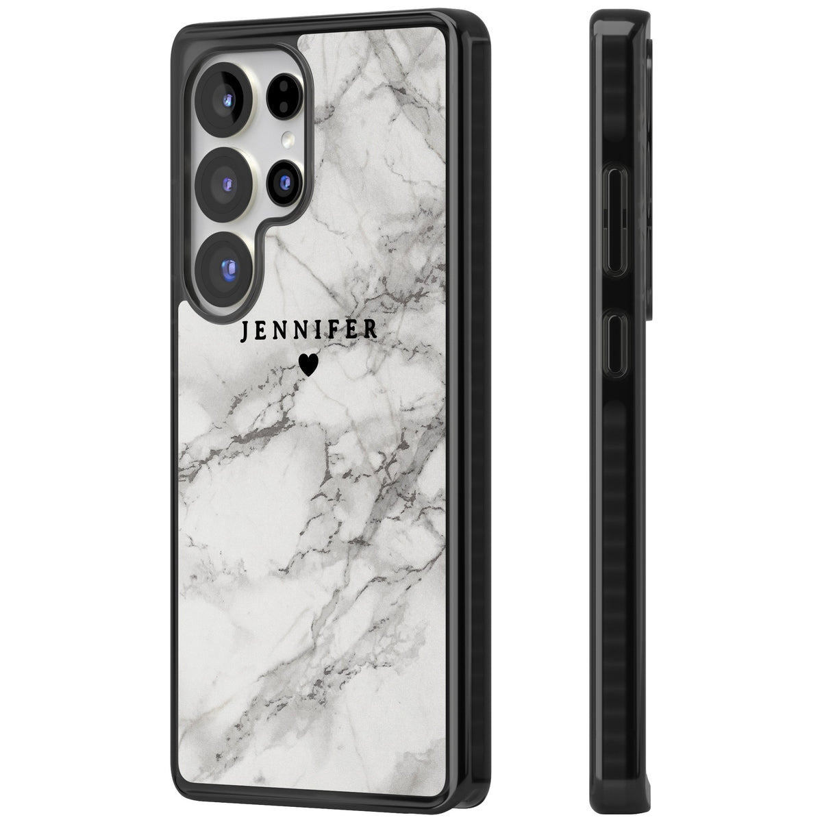 Personalised Classic Grey Marble Samsung S25 Ultra / Samsung S26 Ultra Impact Black Phone Case side