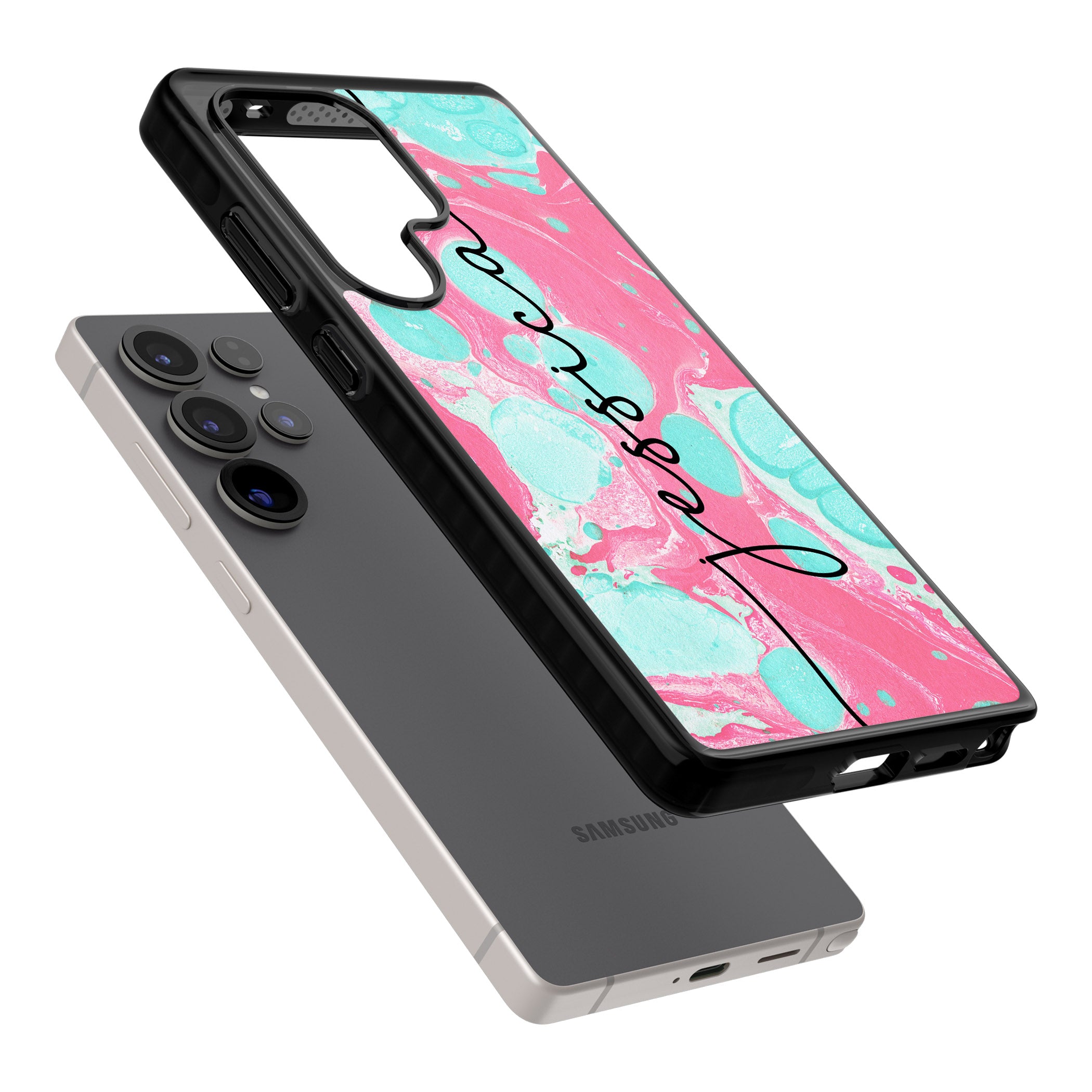 Personalised Turquoise & Pink Marbled