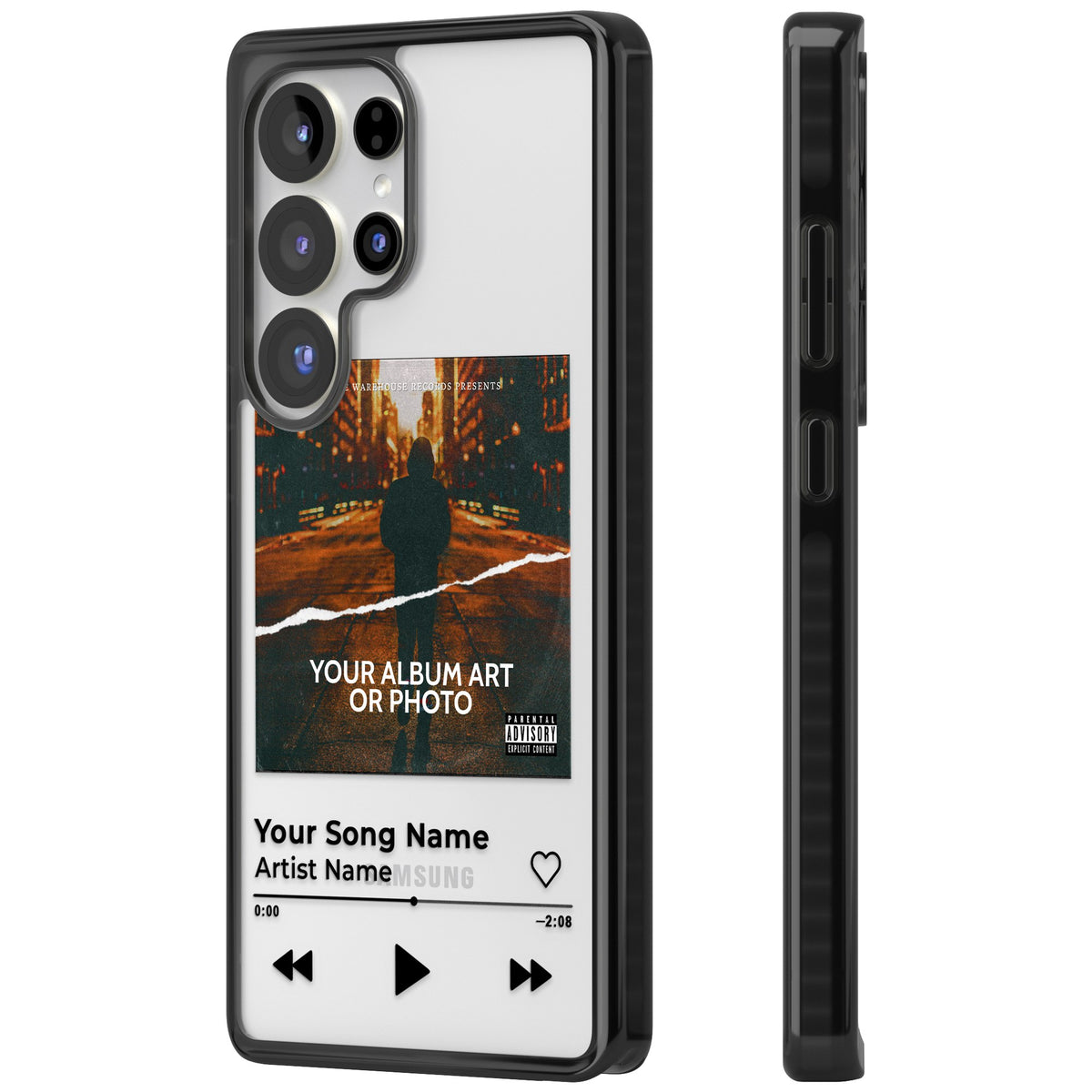 Personalised Music Player Samsung S25 Ultra / Samsung S26 Ultra Impact Black Phone Case side