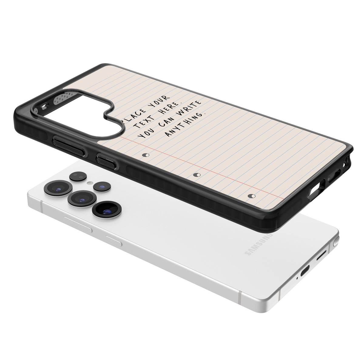 Personalised Lined Paper Samsung S25 Ultra / Samsung S26 Ultra Impact Black Phone Case angled