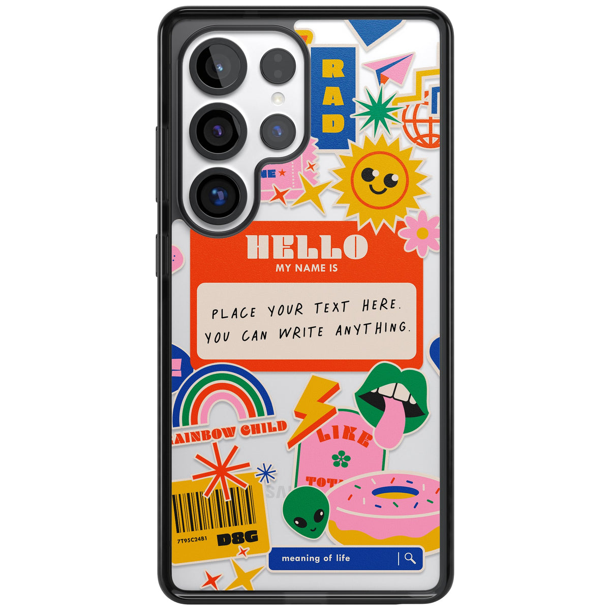 Personalised Retro Nametag Sticker Samsung S25 Ultra / Samsung S26 Ultra Impact Black Phone Case front