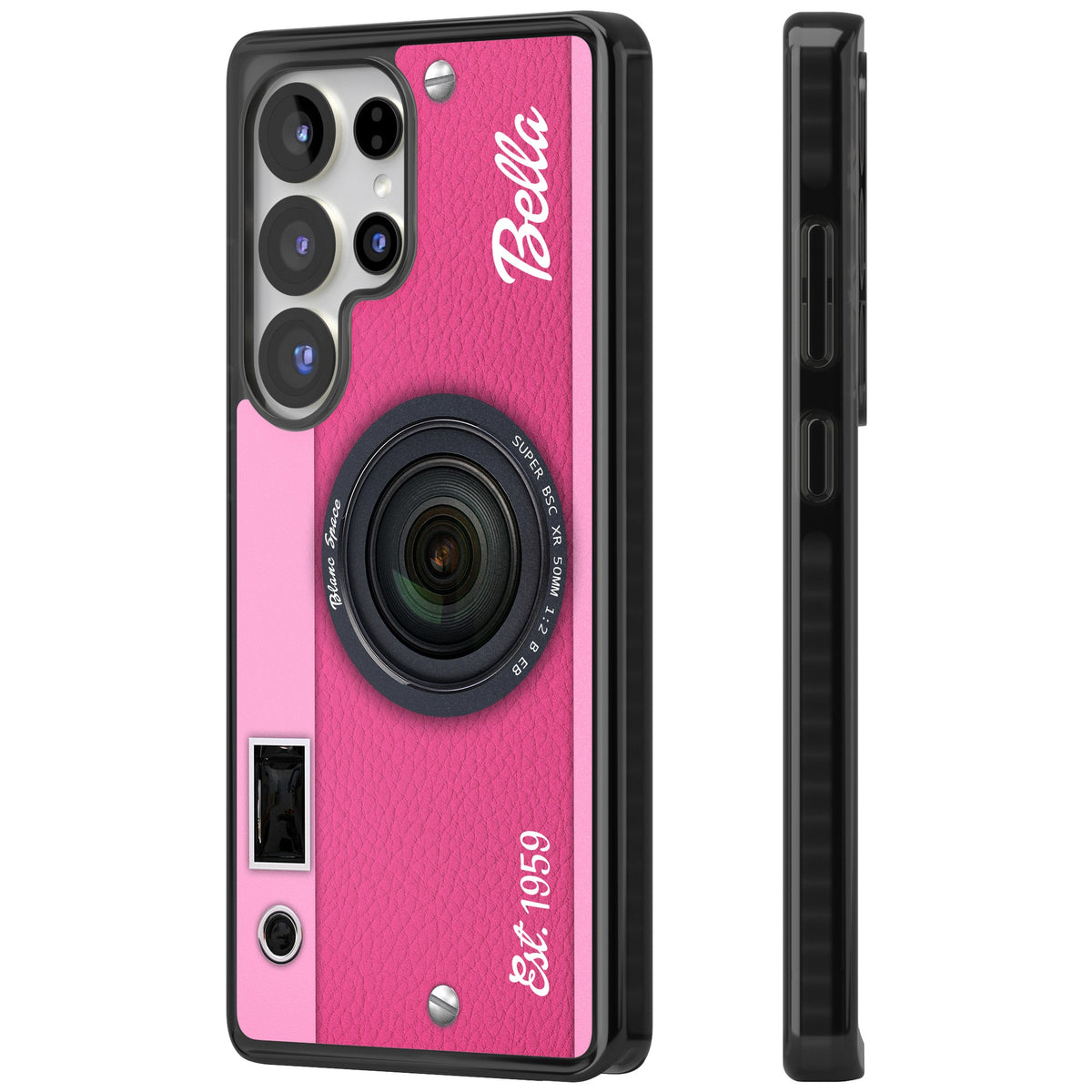 Personalised Pink Dream Camera Samsung S25 Ultra / Samsung S26 Ultra Impact Black Phone Case side
