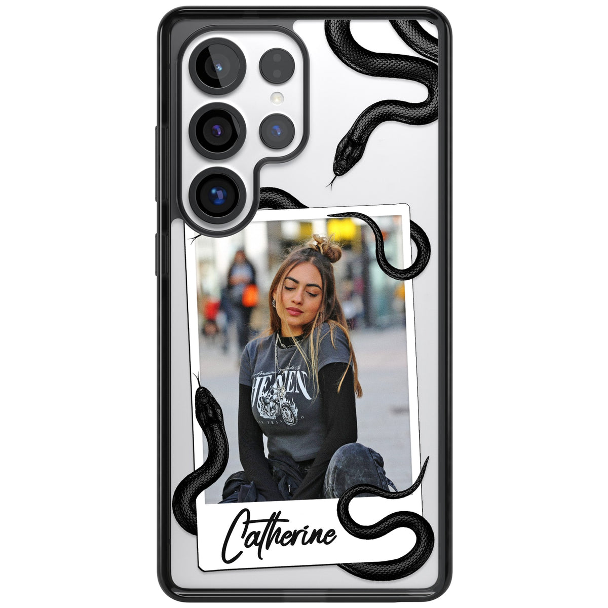 Personalised Snake Instant Photo Samsung S25 Ultra / Samsung S26 Ultra Impact Black Phone Case front
