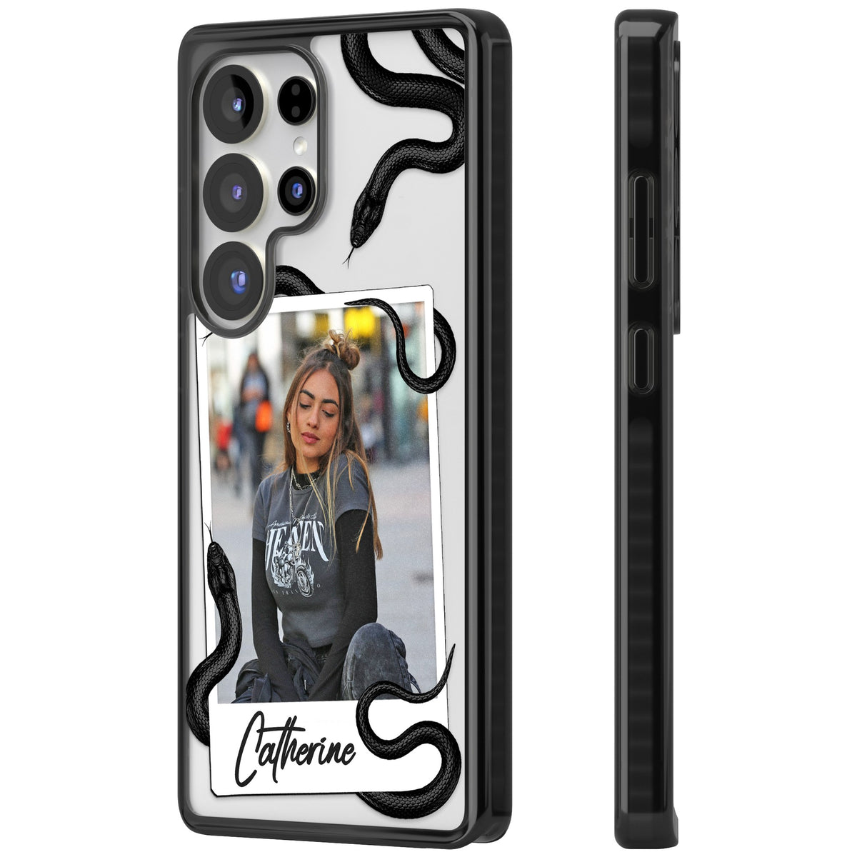 Personalised Snake Instant Photo Samsung S25 Ultra / Samsung S26 Ultra Impact Black Phone Case side