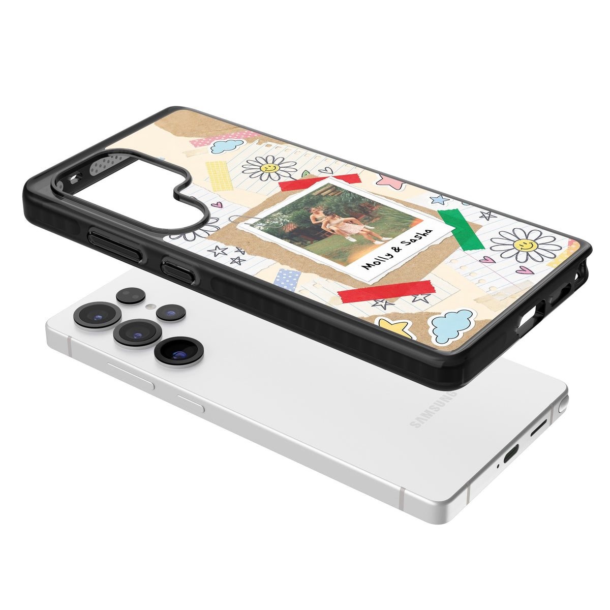 Personalised Scrapbook Photo Samsung S25 Ultra / Samsung S26 Ultra Impact Black Phone Case angled
