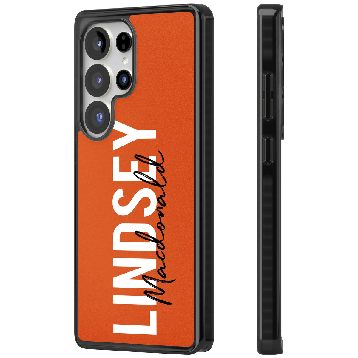 Personalised Bold Name: Orange Samsung S25 Ultra / Samsung S26 Ultra Impact Black Phone Case side