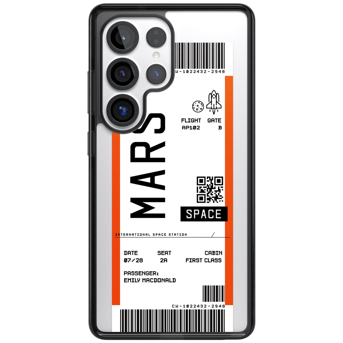 Personalised Mars Travel Ticket Samsung S25 Ultra / Samsung S26 Ultra Impact Black Phone Case front