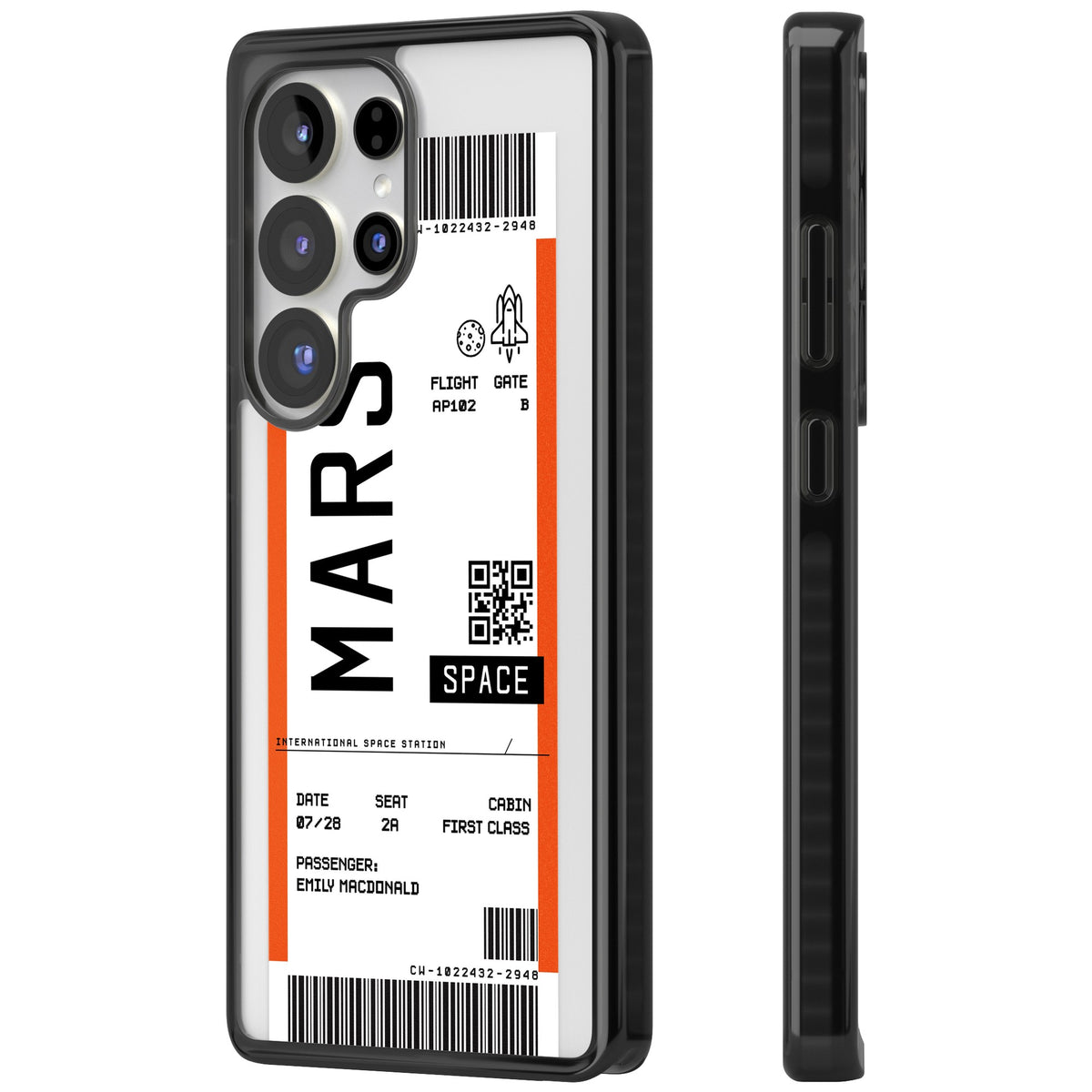 Personalised Mars Travel Ticket Samsung S25 Ultra / Samsung S26 Ultra Impact Black Phone Case side