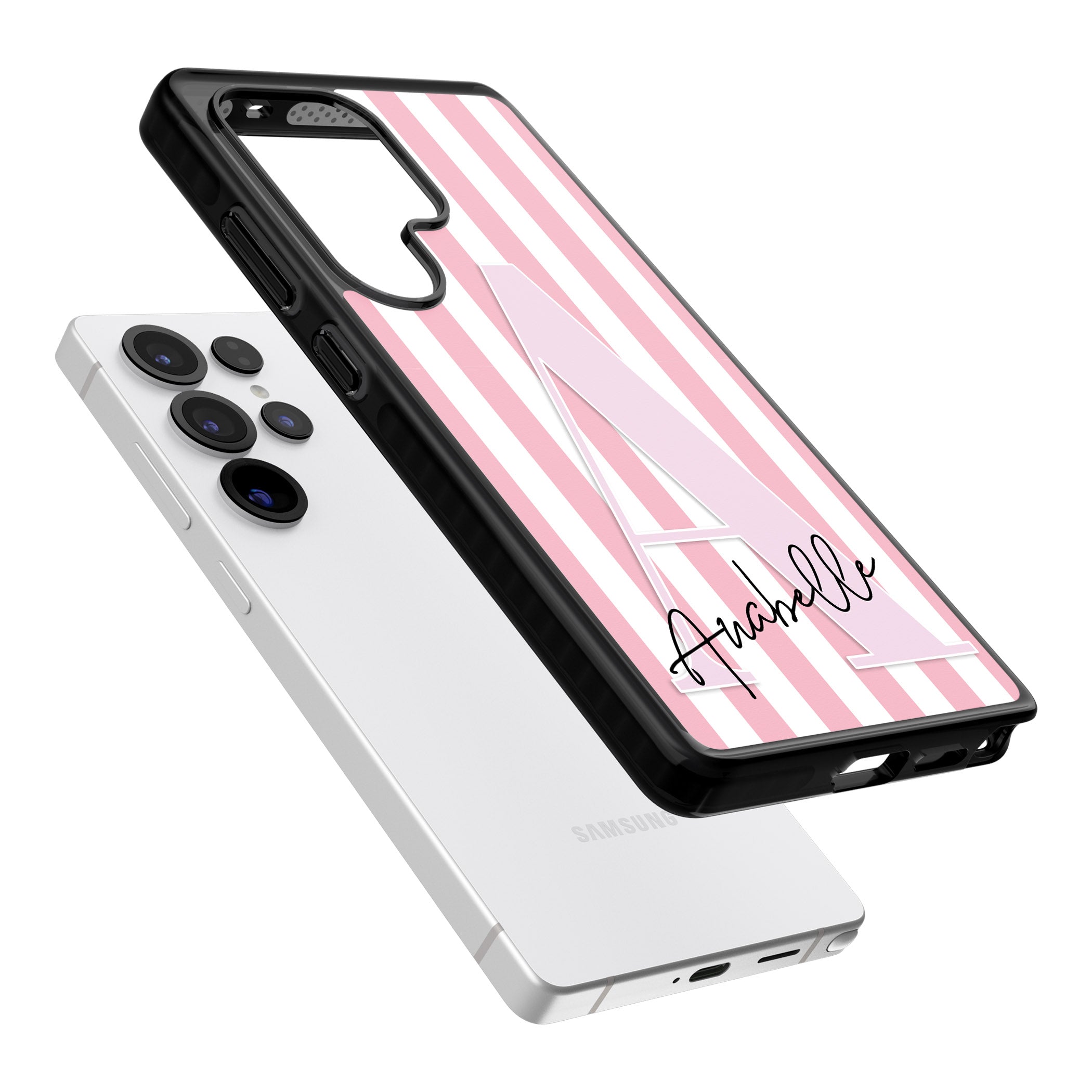 Personalised Pink Stripes & Monogram