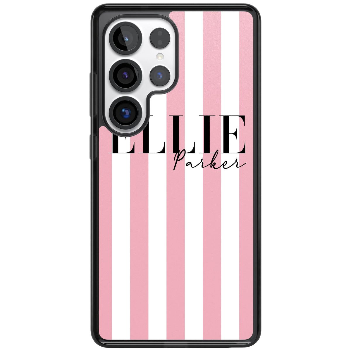 Personalised Pink Stripes Samsung S25 Ultra / Samsung S26 Ultra Impact Black Phone Case front