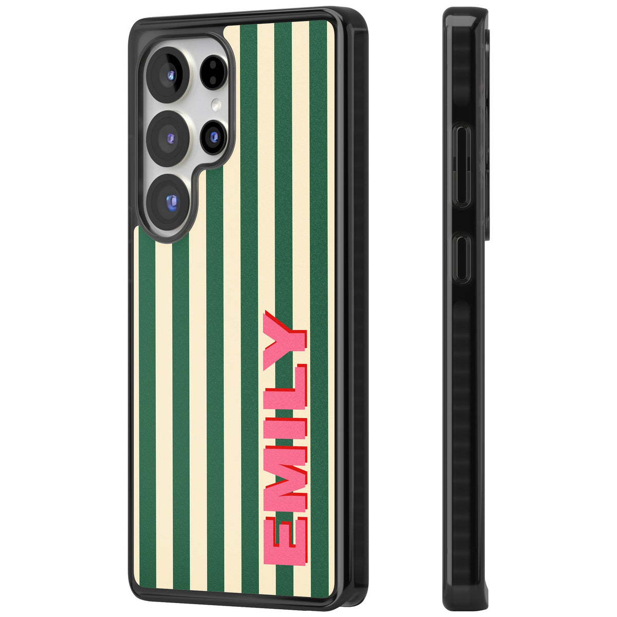 Personalised Wimbledon Stripe Samsung S25 Ultra / Samsung S26 Ultra Impact Black Phone Case side