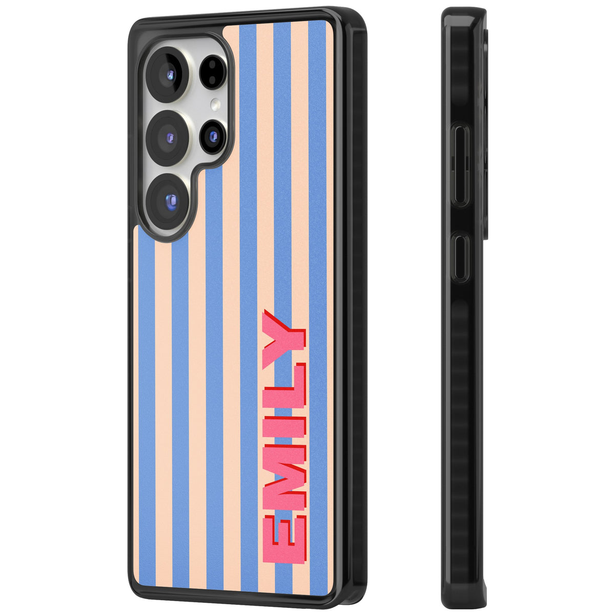 Personalised Coastal Stripe Samsung S25 Ultra / Samsung S26 Ultra Impact Black Phone Case side