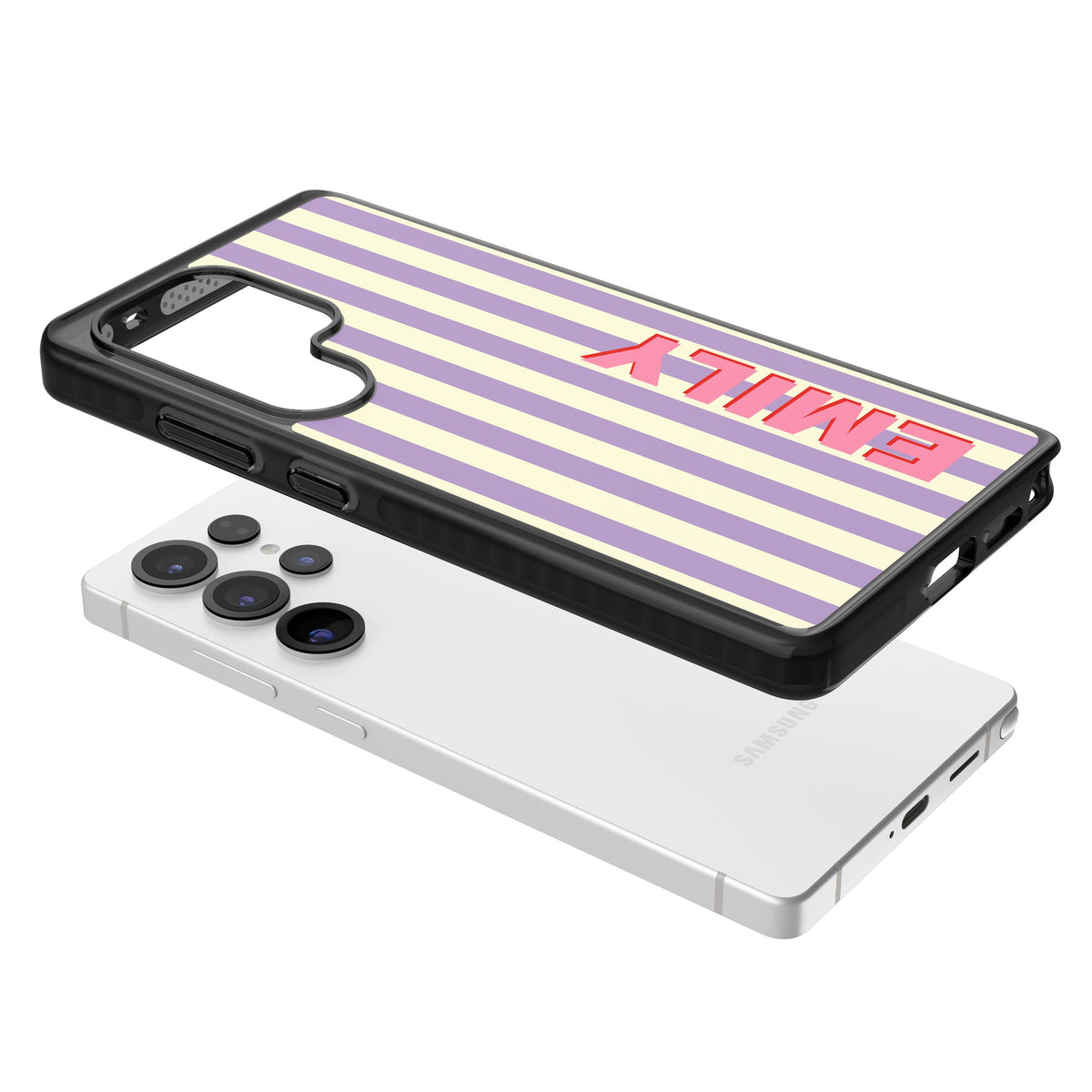Personalised Valensole Stripe Samsung S25 Ultra / Samsung S26 Ultra Impact Black Phone Case angled