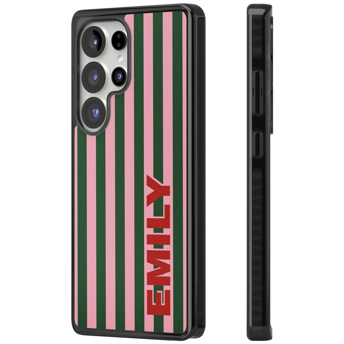 Personalised Italian Stripe Samsung S25 Ultra / Samsung S26 Ultra Impact Black Phone Case side