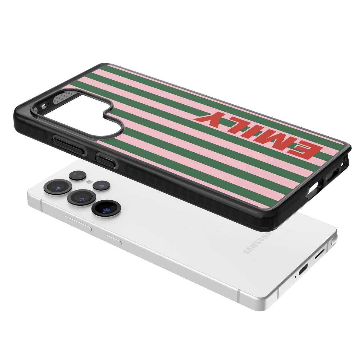 Personalised Italian Stripe Samsung S25 Ultra / Samsung S26 Ultra Impact Black Phone Case angled