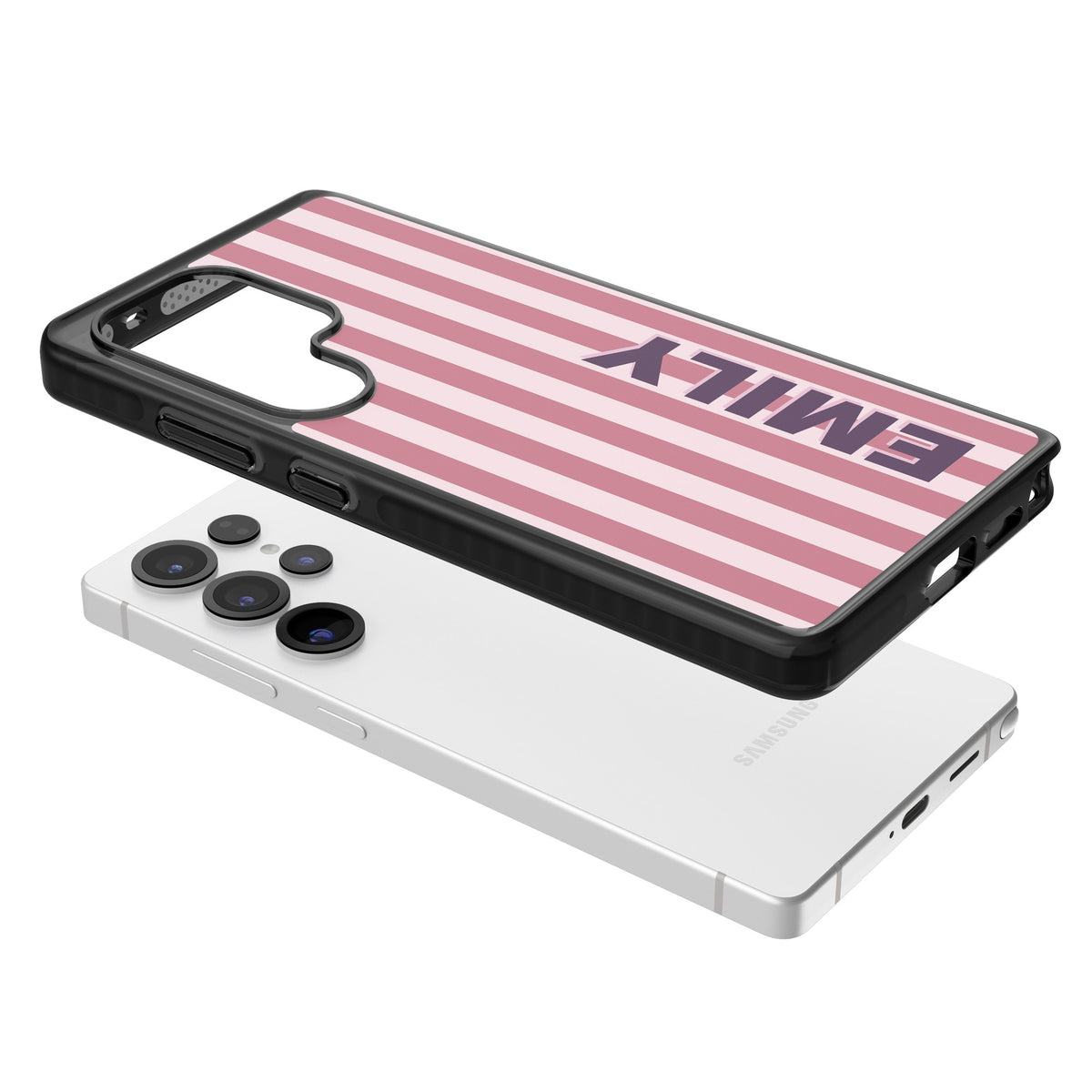 Personalised Victoria Stripe Samsung S25 Ultra / Samsung S26 Ultra Impact Black Phone Case angled