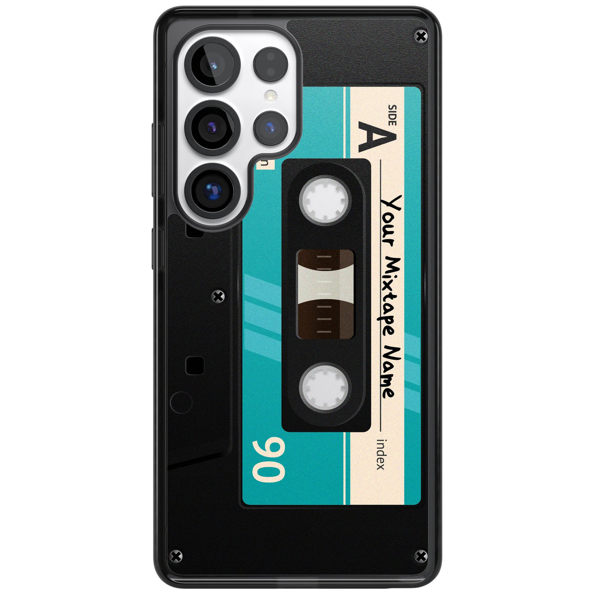 Personalised Retro Mixtape Dark Samsung S25 Ultra / Samsung S26 Ultra Impact Black Phone Case front