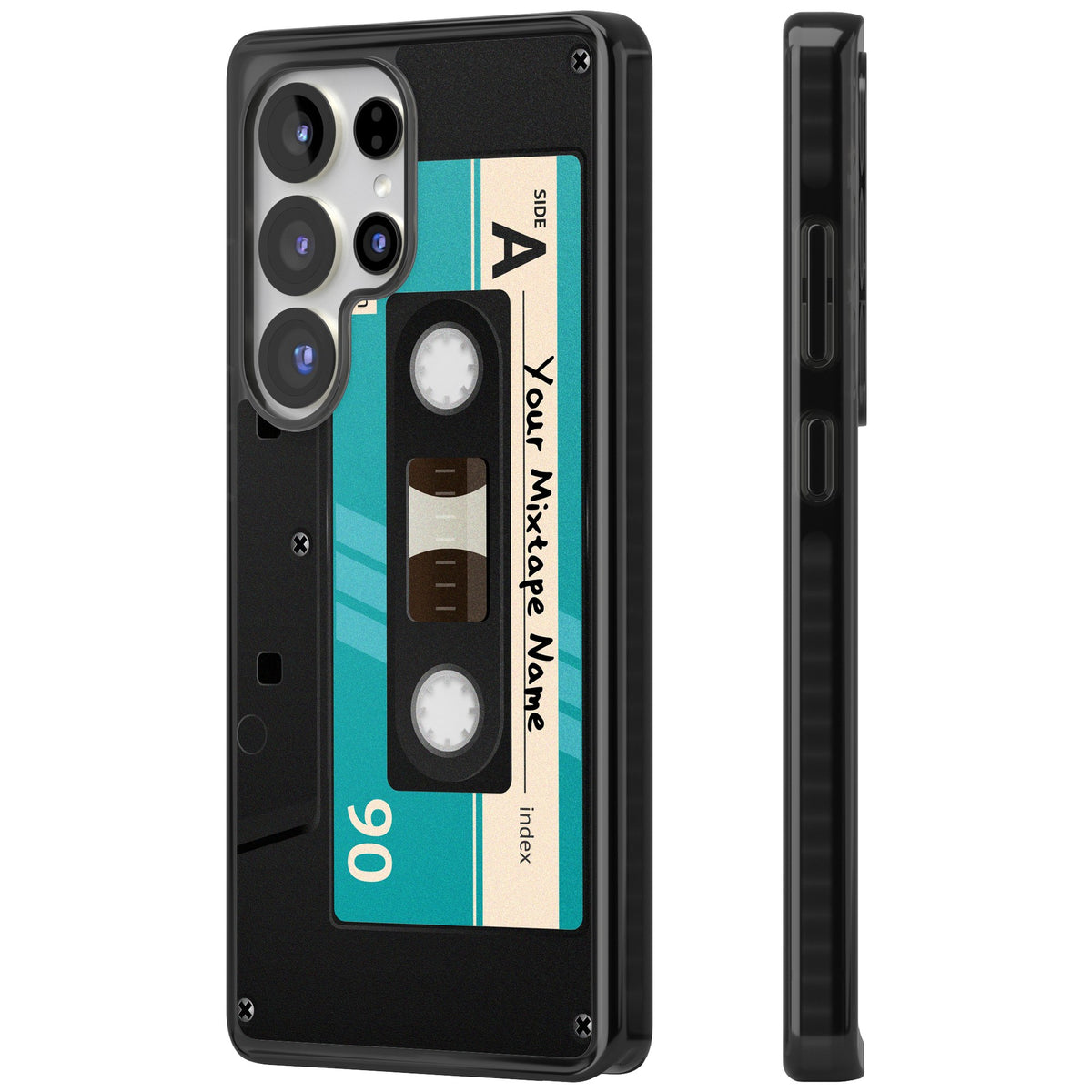 Personalised Retro Mixtape Dark Samsung S25 Ultra / Samsung S26 Ultra Impact Black Phone Case side