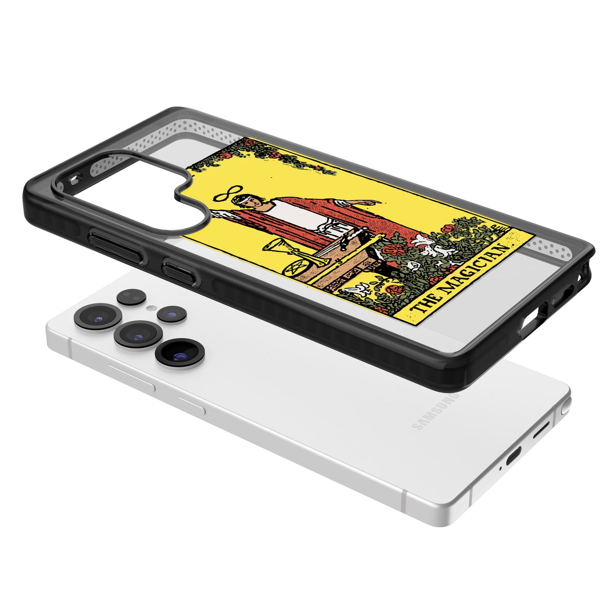 Personalised The Magician Tarot Card (Color) Samsung S25 Ultra / Samsung S26 Ultra Impact Black Phone Case angled