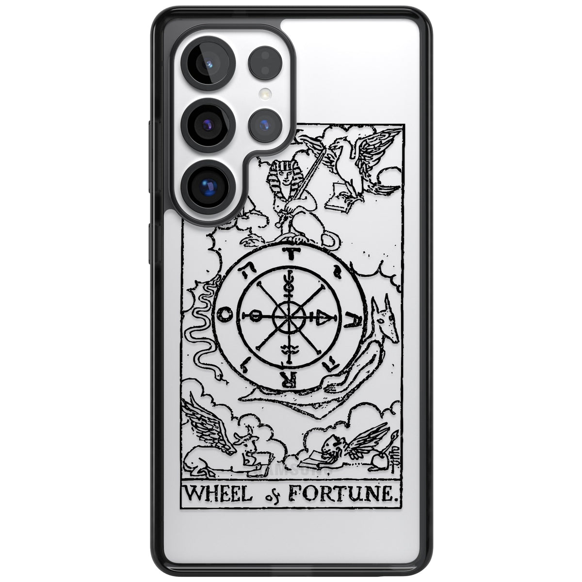 Personalised Wheel Of Fortune Tarot Transparent Samsung S25 Ultra / Samsung S26 Ultra Impact Black Phone Case front