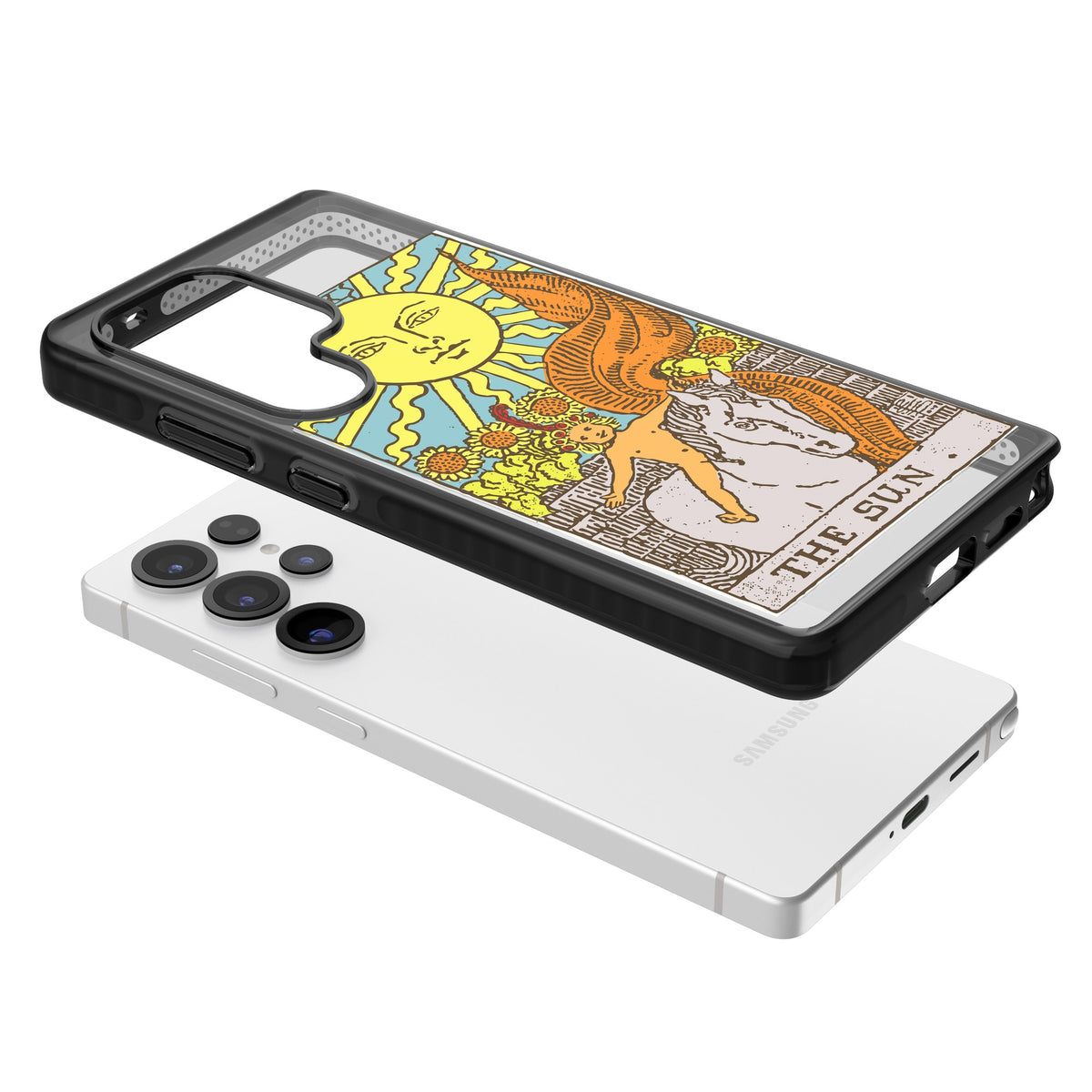 Personalised The Sun Tarot Card (Color) Samsung S25 Ultra / Samsung S26 Ultra Impact Black Phone Case angled
