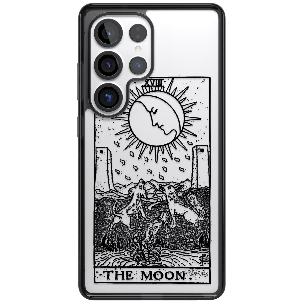 Personalised The Moon Tarot Card (Clear) Samsung S25 Ultra / Samsung S26 Ultra Impact Black Phone Case front