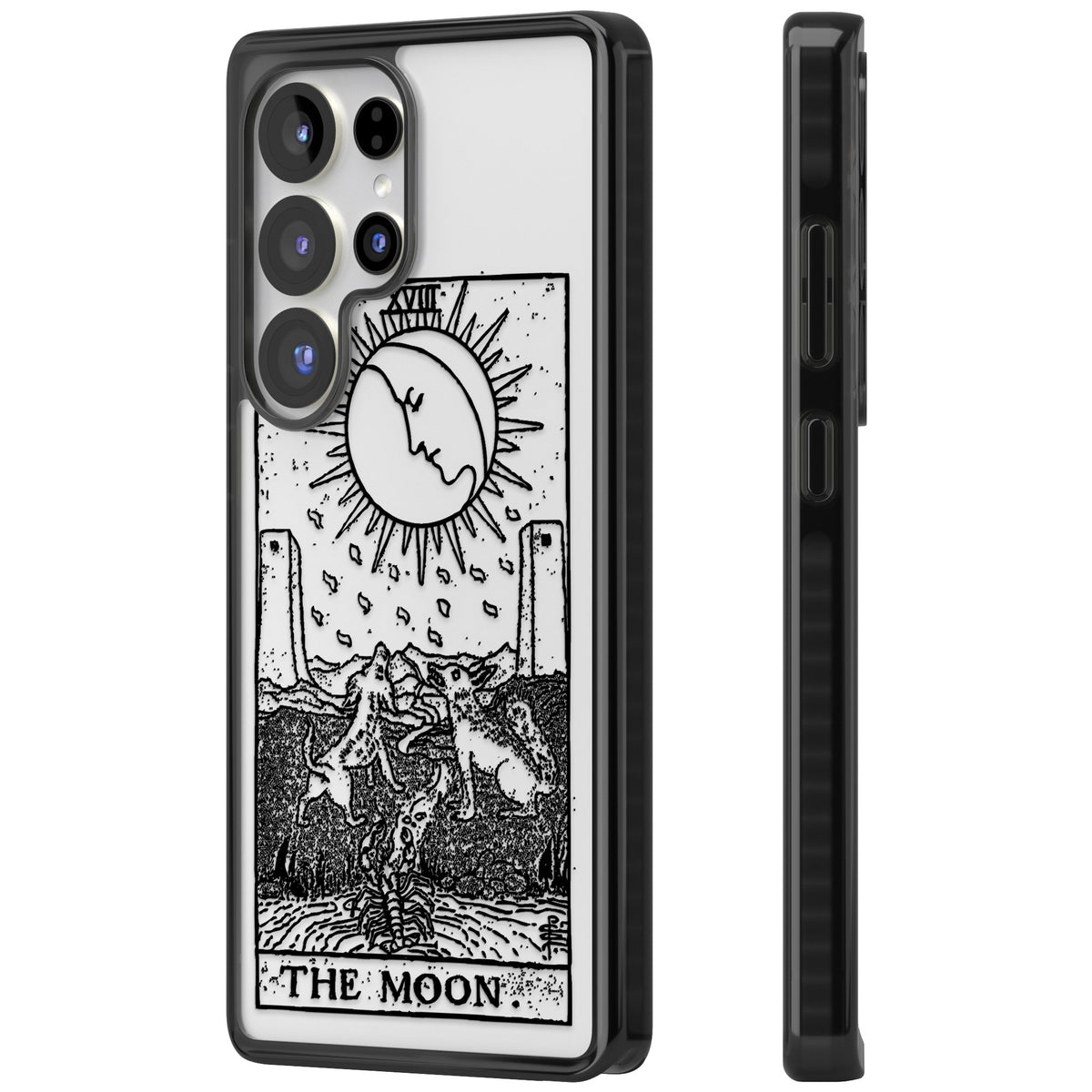 Personalised The Moon Tarot Card (Clear) Samsung S25 Ultra / Samsung S26 Ultra Impact Black Phone Case side