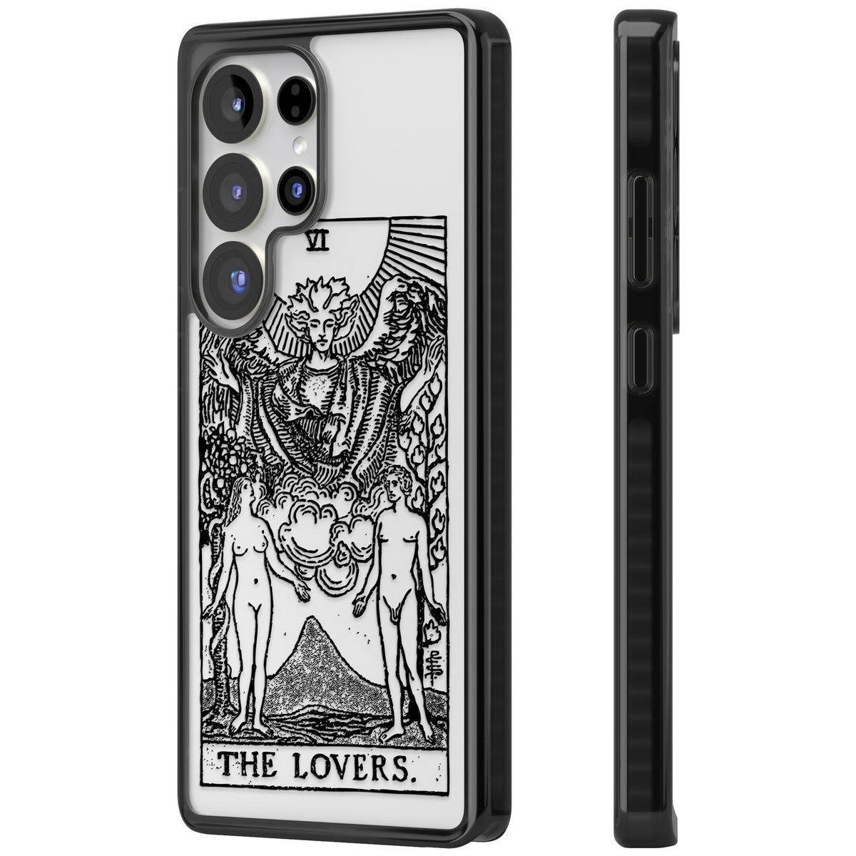 Personalised The Lovers Tarot Card (Clear) Samsung S25 Ultra / Samsung S26 Ultra Impact Black Phone Case side