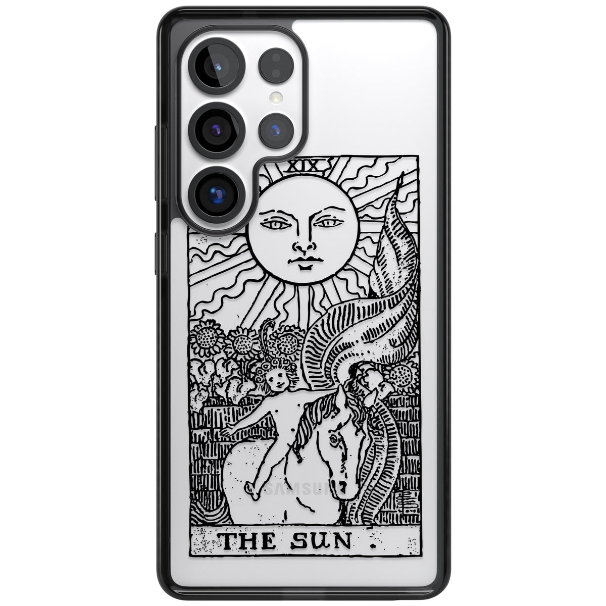 Personalised The Sun Tarot Card (Clear) Samsung S25 Ultra / Samsung S26 Ultra Impact Black Phone Case front