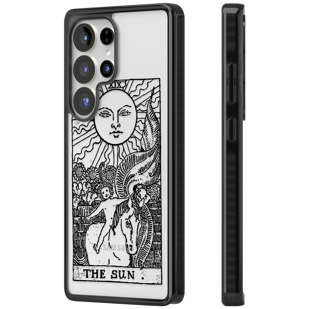 Personalised The Sun Tarot Card (Clear) Samsung S25 Ultra / Samsung S26 Ultra Impact Black Phone Case side