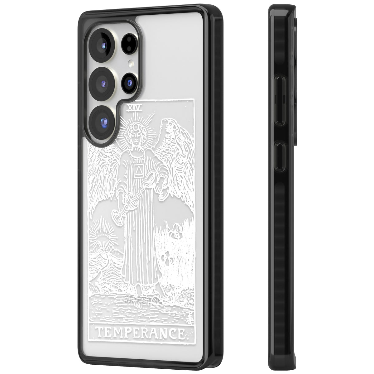 Personalised Temperance Tarot Card (White) Samsung S25 Ultra / Samsung S26 Ultra Impact Black Phone Case side